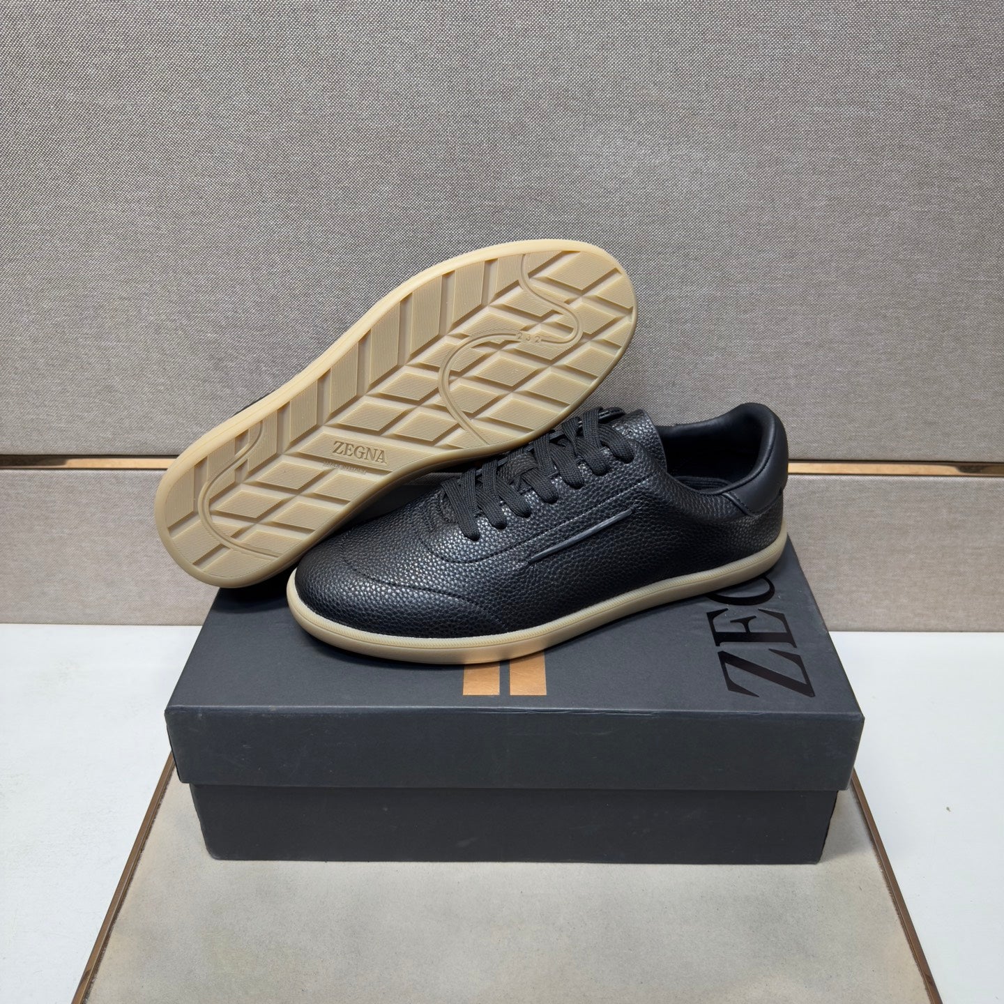 Zegna 232 Men’s Sneakers Black Grain Leather 178303