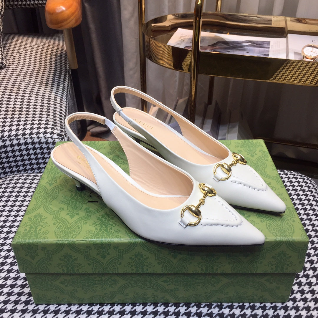 GG Slingbacks 45 white calfskin
