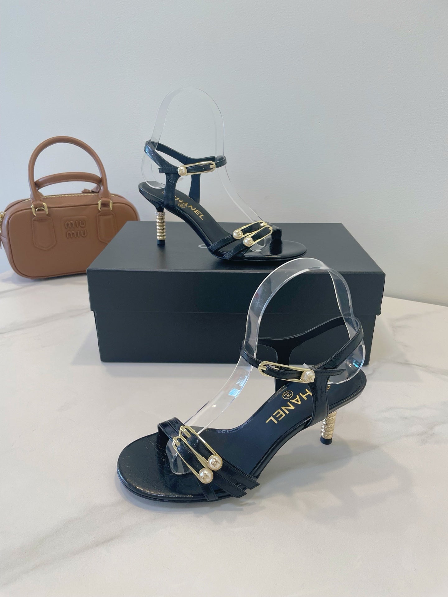 CC 26s High-Heeled Sandals 6.5cm Black Lambskin 941631
