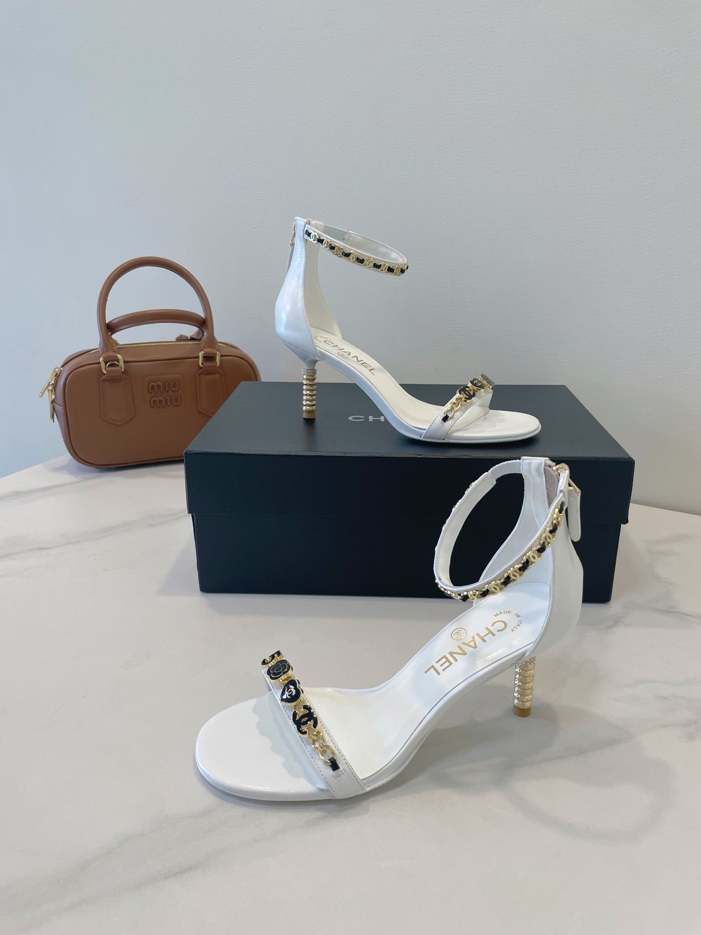 CC 26s High-Heeled Sandals 6.5cm White Lambskin 941627