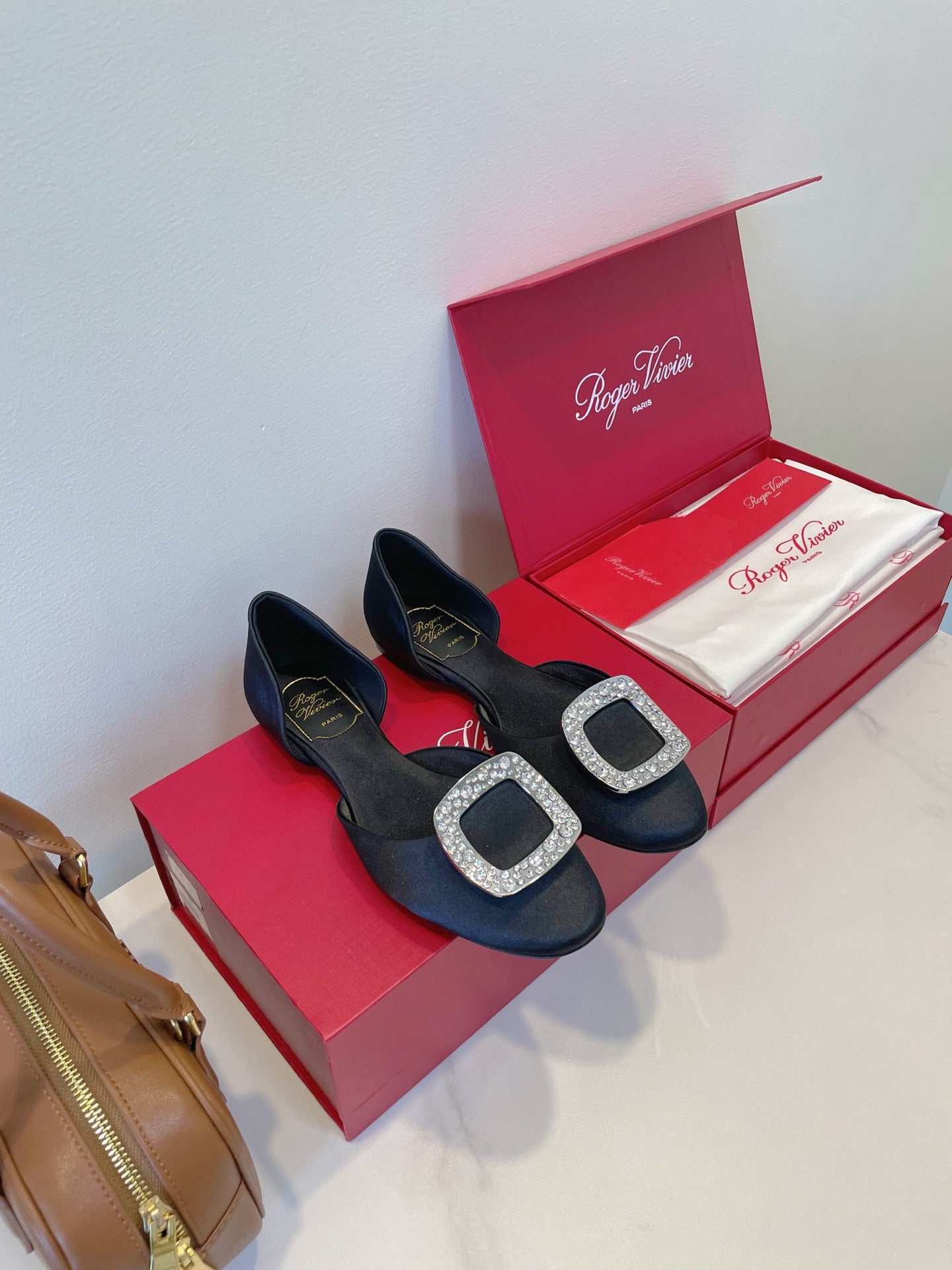 Viv Chips Ballerina Flat Black Silk