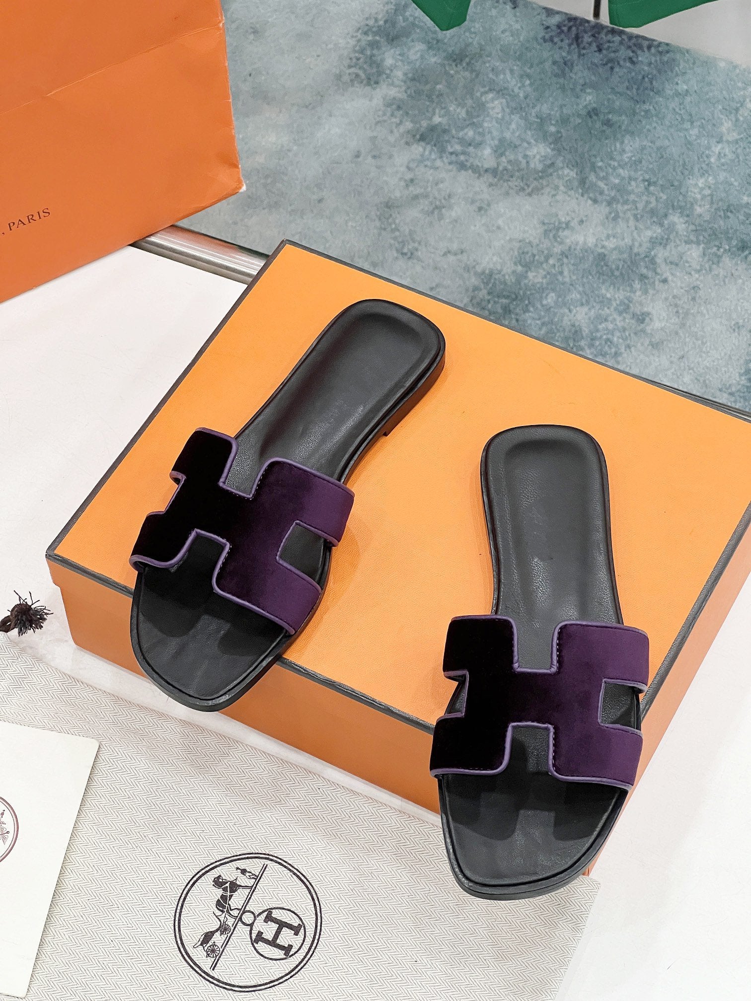 0ran sandal purple velvet goatskin