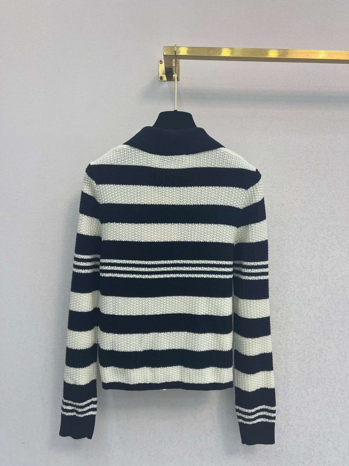 Miu Miu 26s Cardigan Navy White Striped Knit 448154