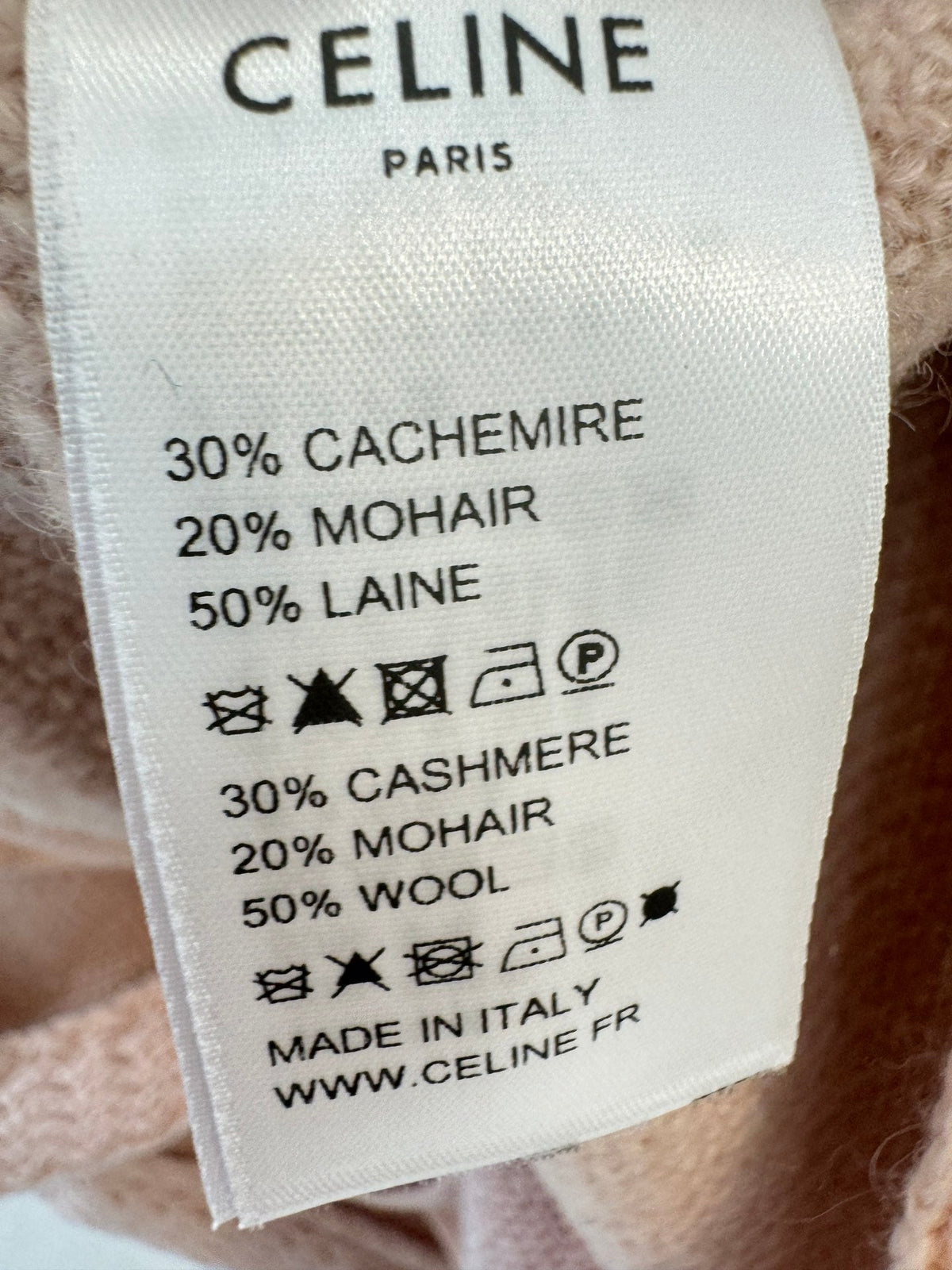 Celine 26s Cardigan Pink Beige Knit 448150