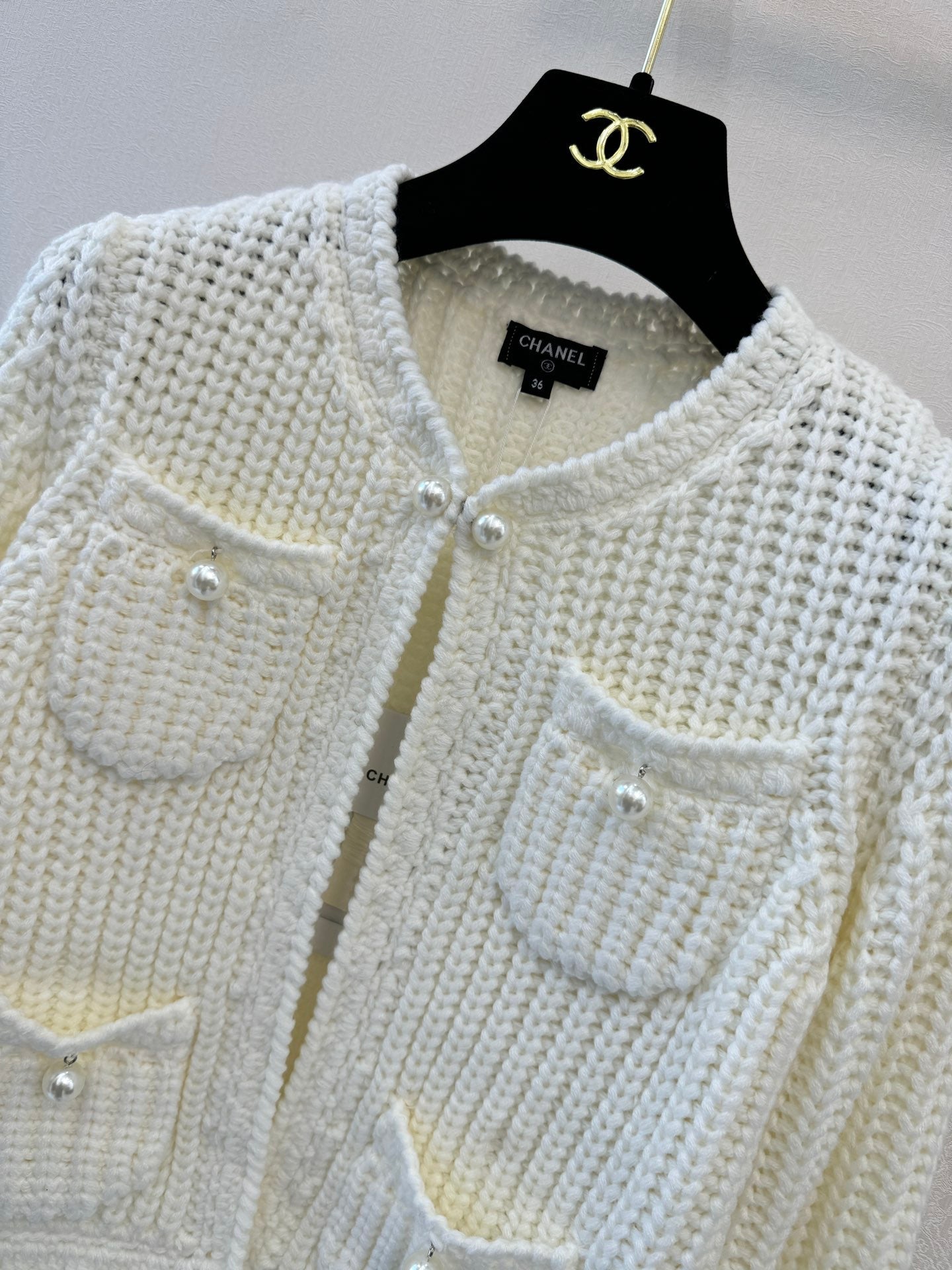 CC 26s Knitted Cardigan Cream Cashmere Wool 424679