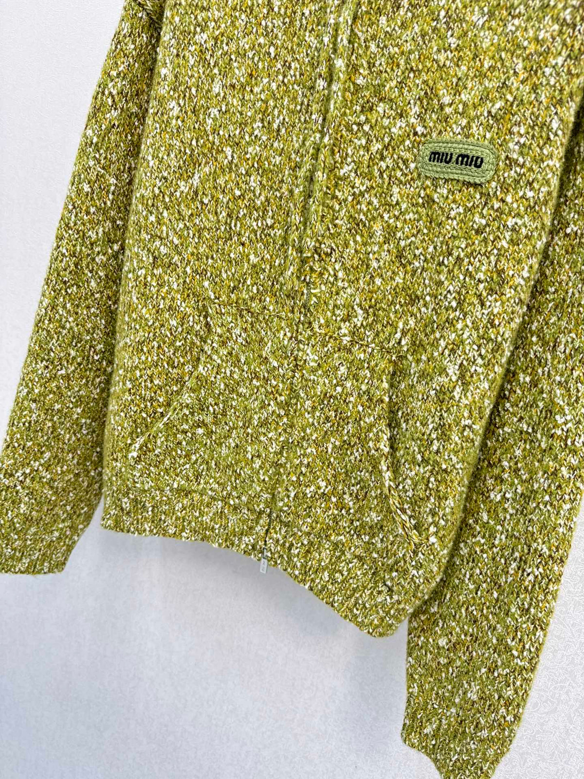 Miu Miu 26s Hoodie Green White Knit 448152