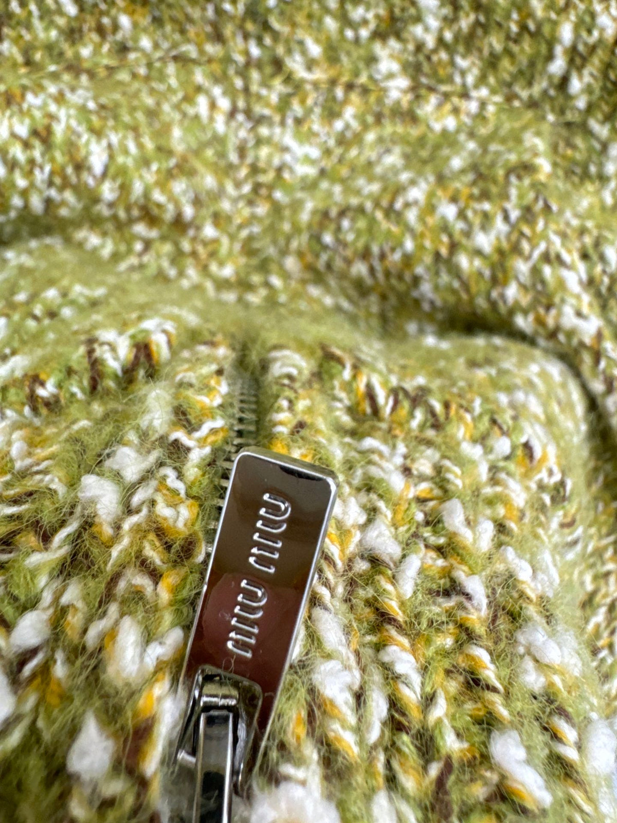 Miu Miu 26s Hoodie Green White Knit 448152