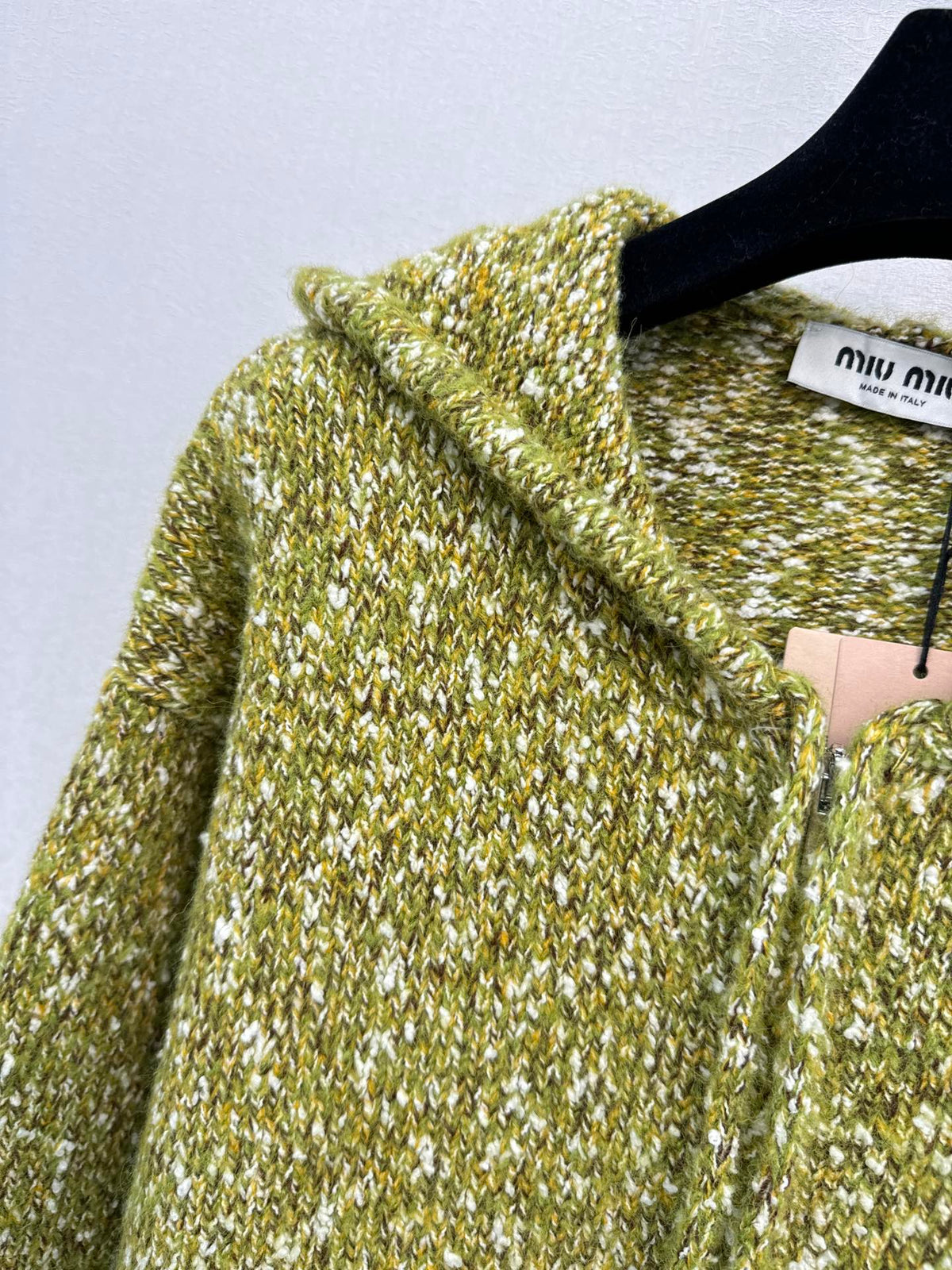 Miu Miu 26s Hoodie Green White Knit 448152
