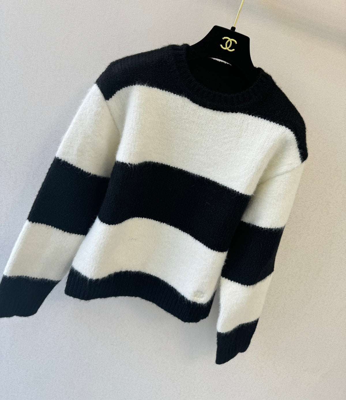 Celine 26s Sweater Black White Striped Knit 448146
