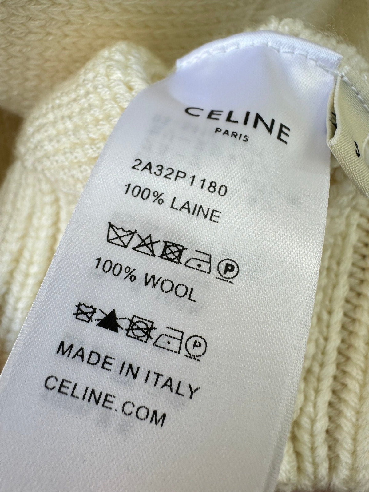Celine 26s Hooded Knit Cardigan Off White Wool Triomphe Logo 441885