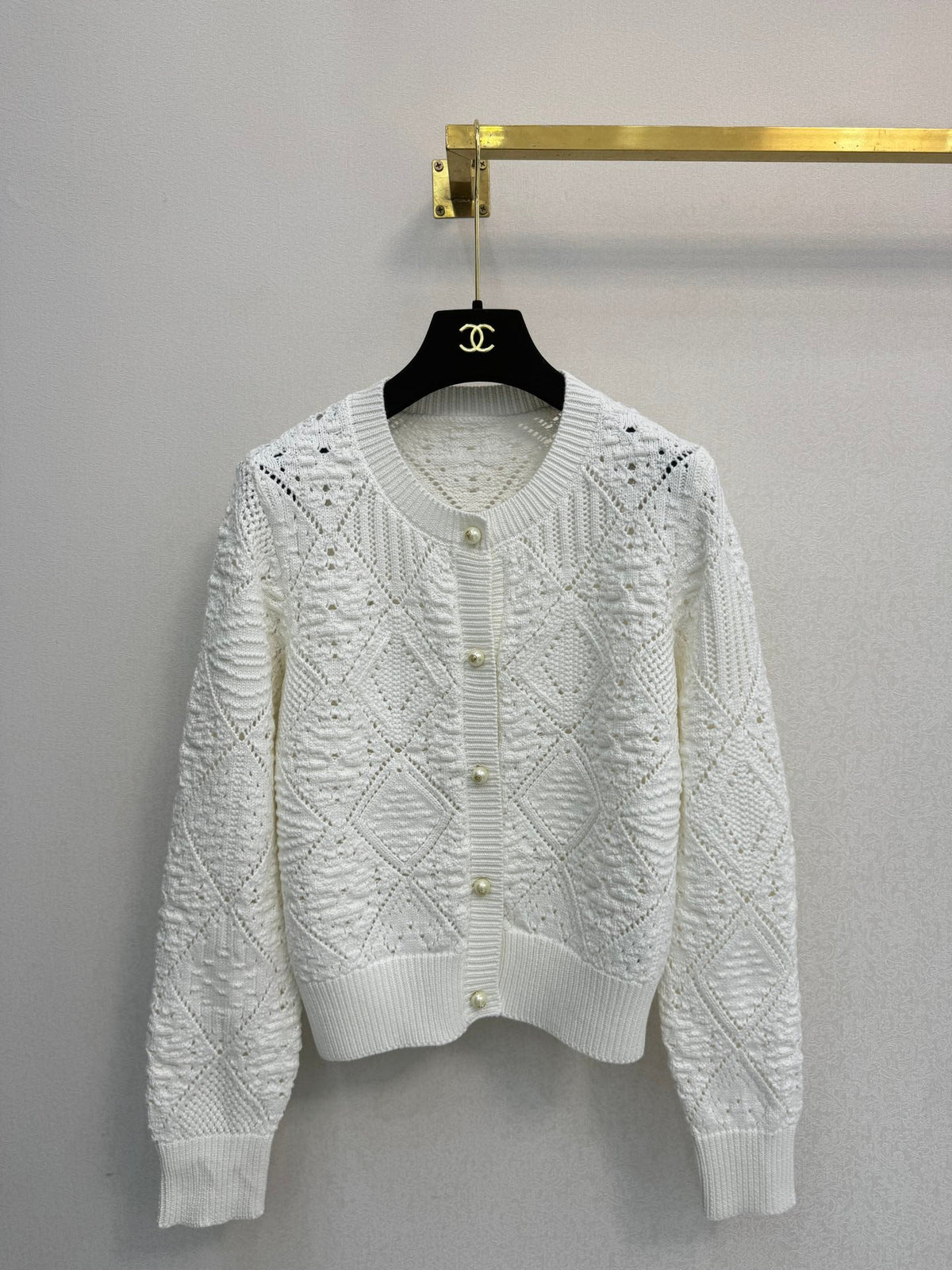 CD 26s Cardigan White Argyle Knit 154809