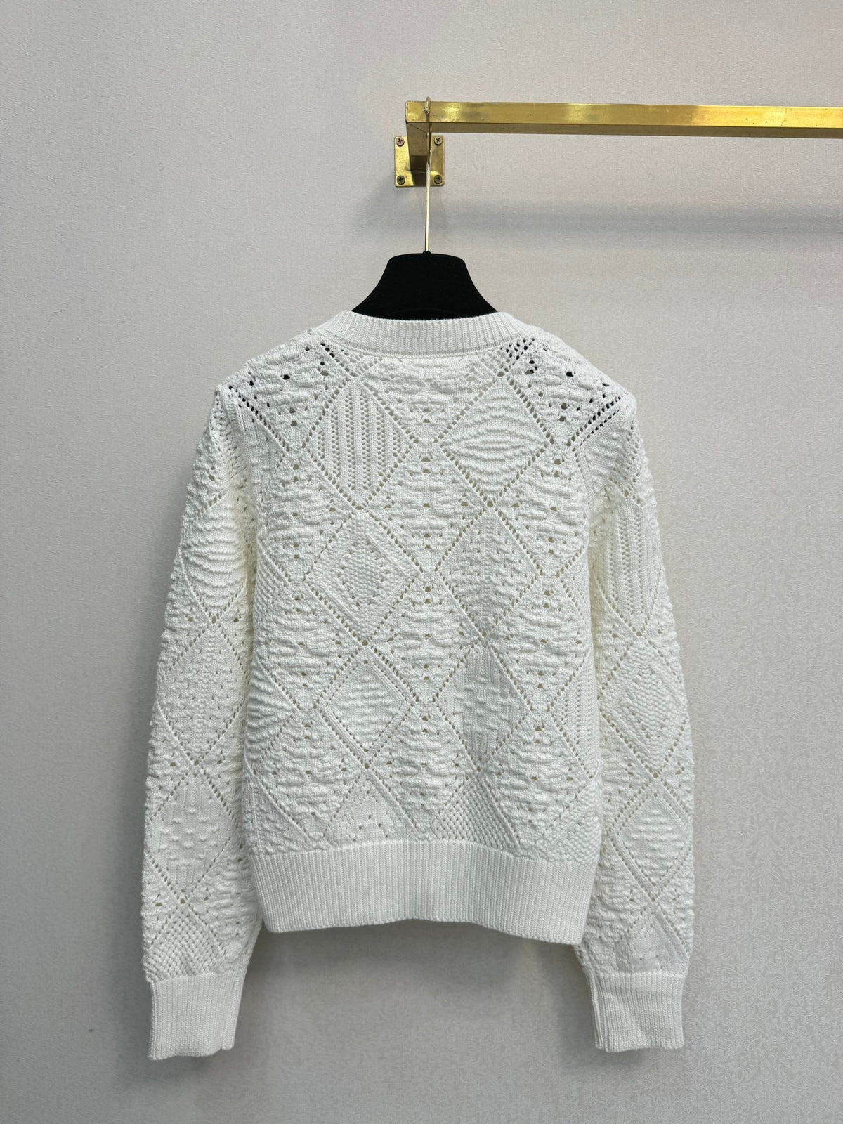 CD 26s Cardigan White Argyle Knit 154809