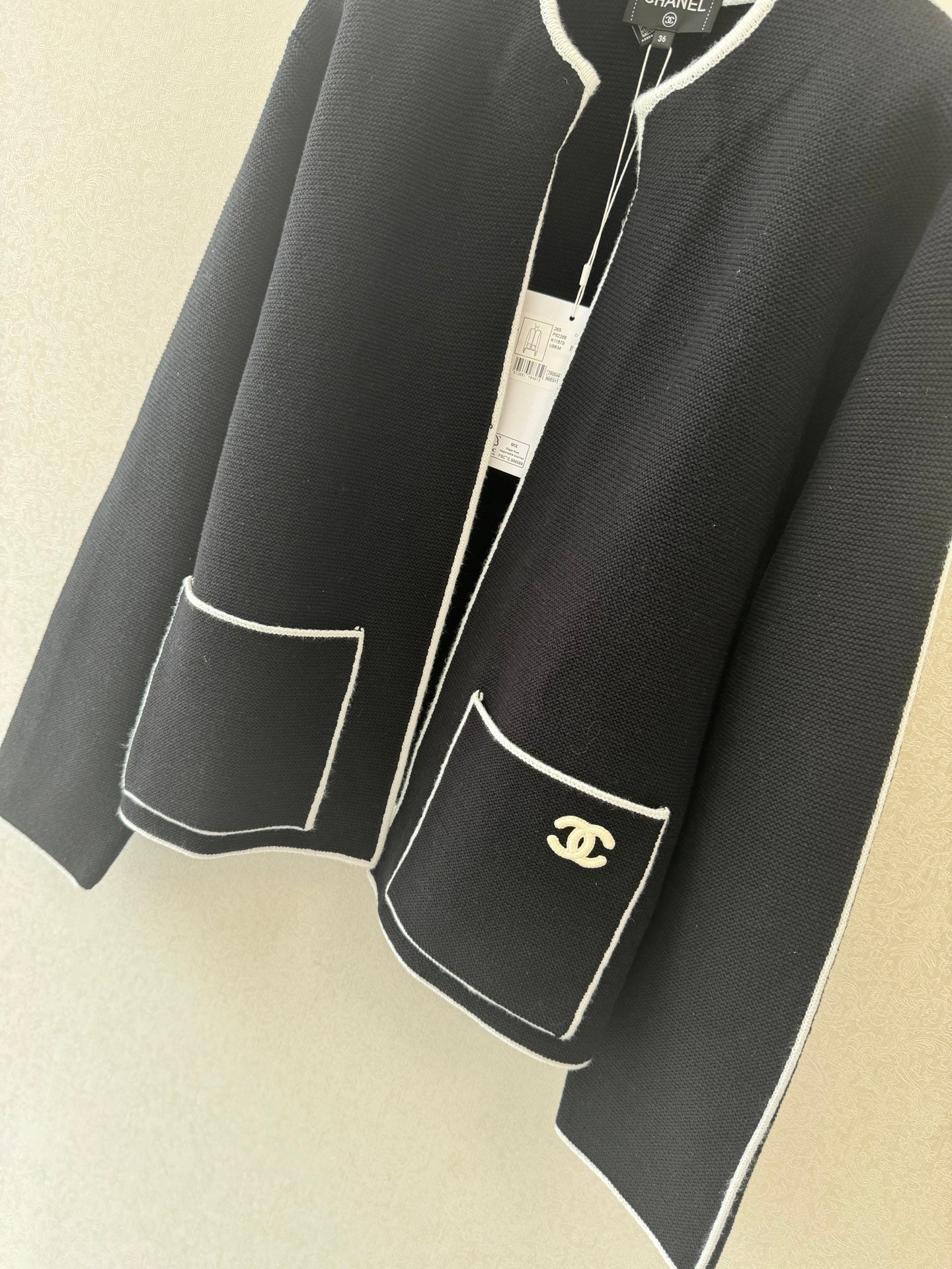 CC 26s Neck Cardigan Black Cotton Cotton