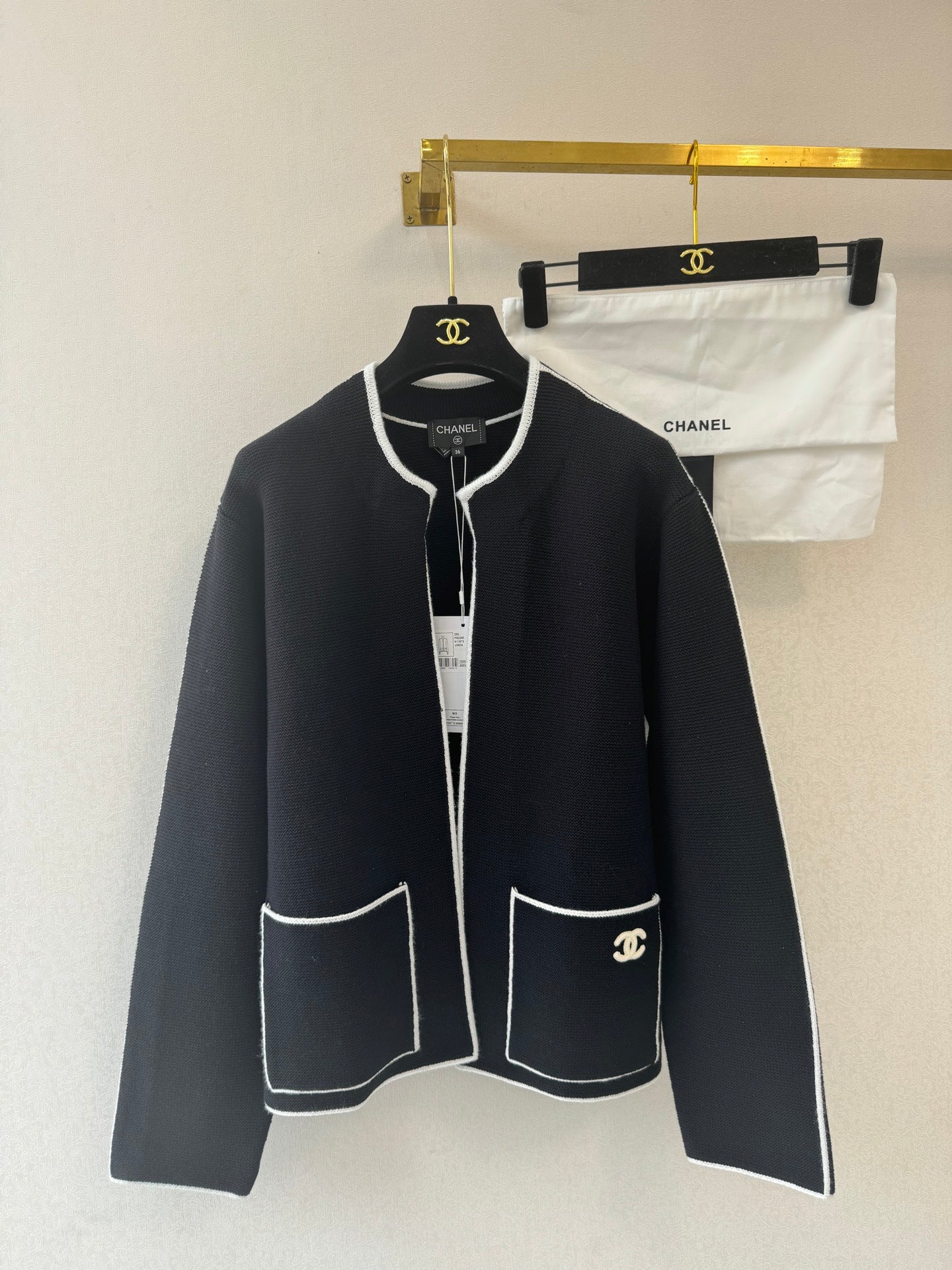 CC 26s Neck Cardigan Black Cotton Cotton