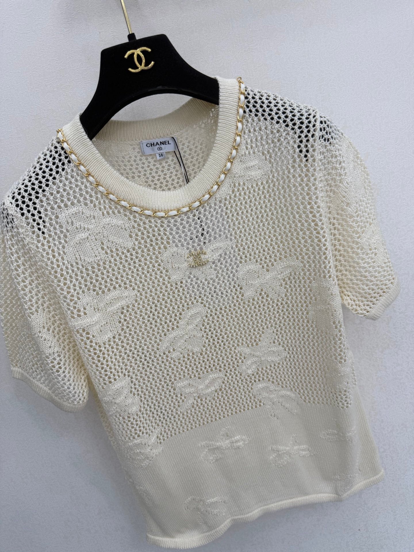 CC 26s Crew Neck Short-Sleeved Shirt White Cotton 394842