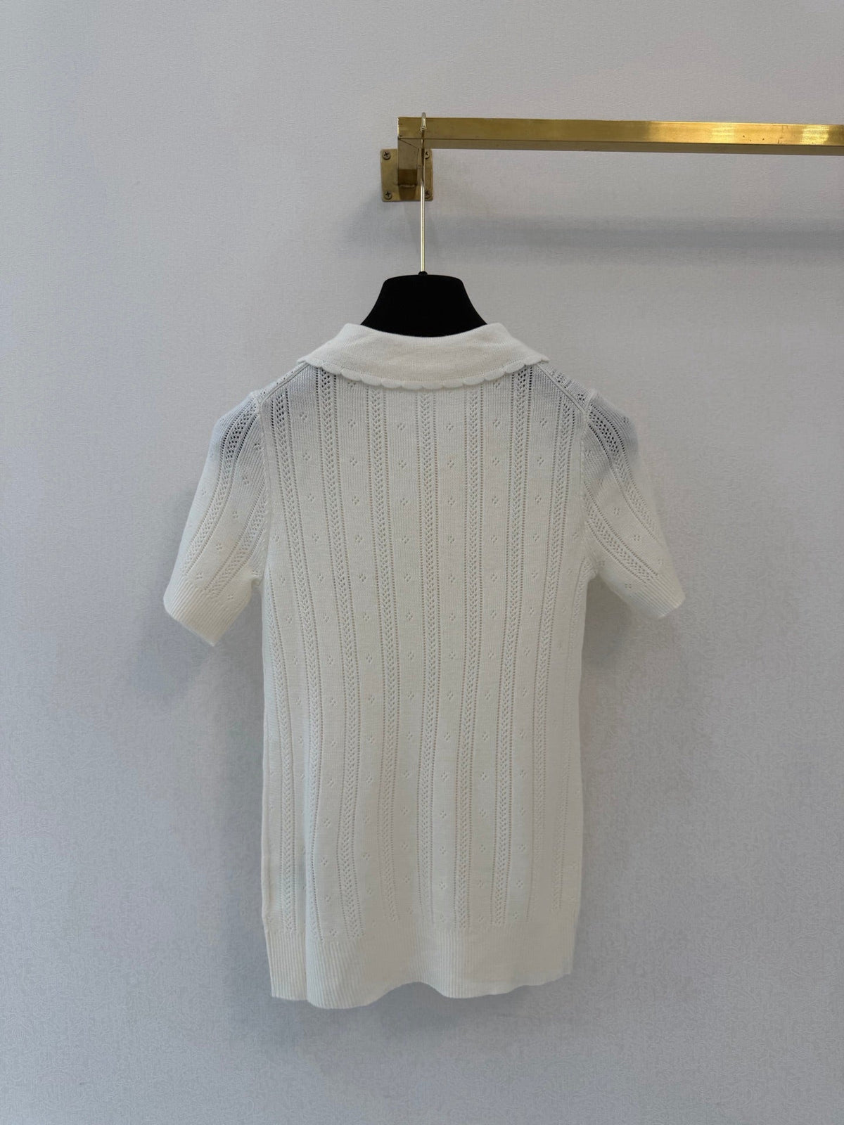 Miu Miu 26s Polo White Ribbed Knit 448164