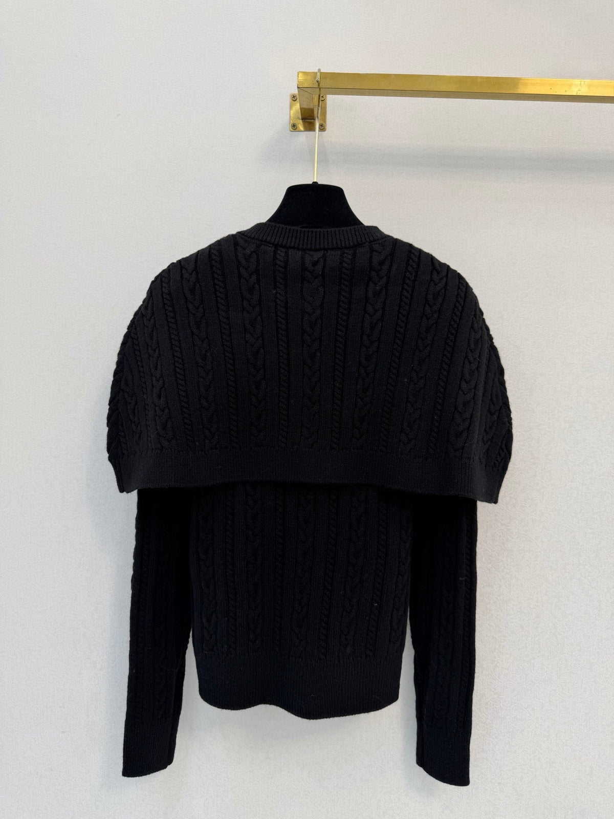 Chanel 26s Cape Detail Cable Knit Cardigan Black 450975