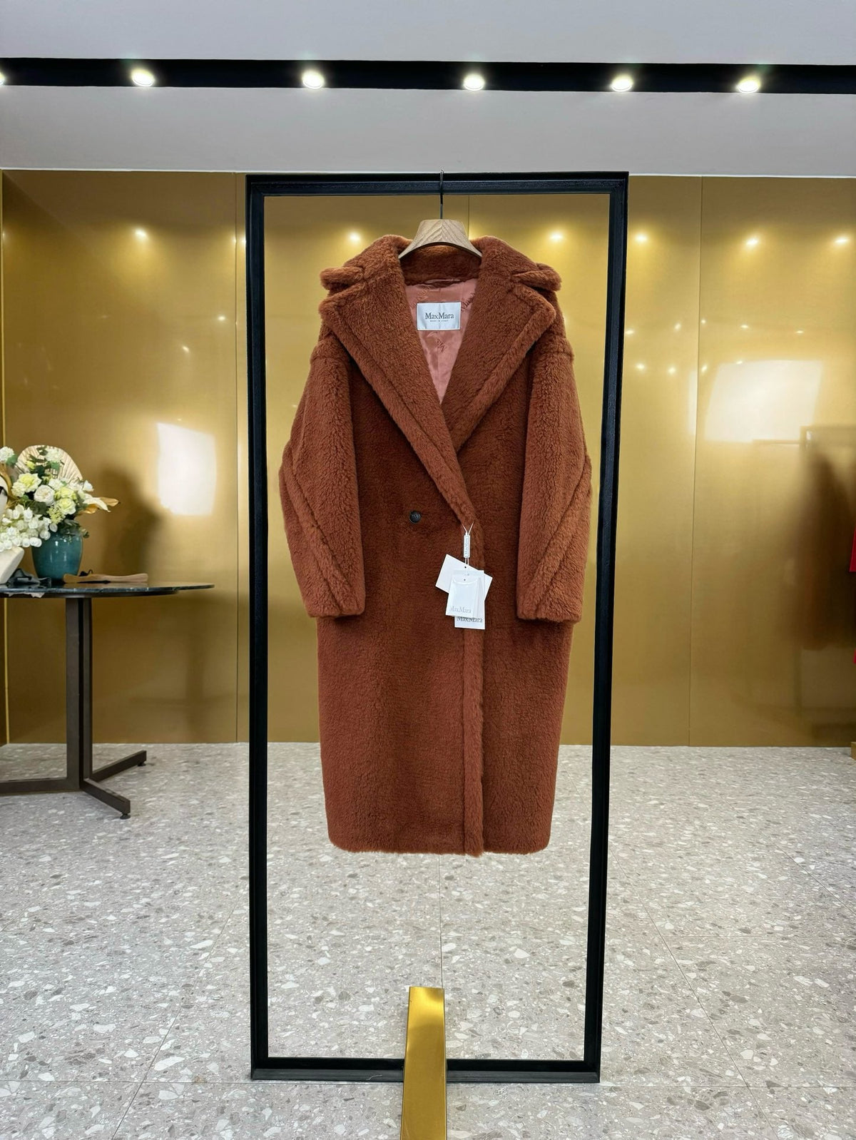 Max Mara 26s Teddy Bear Long Coat Camel Alpaca Wool Silk 429256