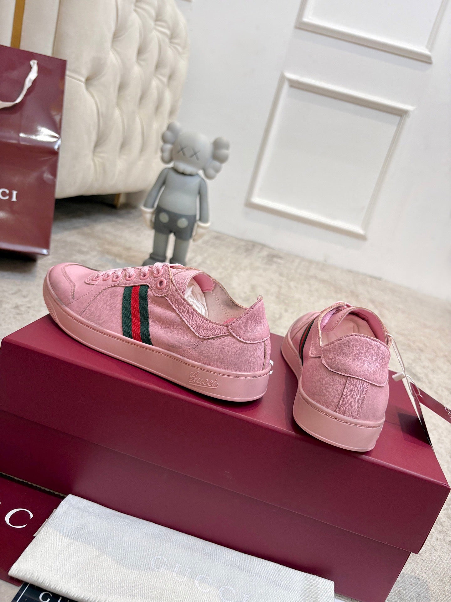 GG Stretch Low-Top Trainers Pink Canvas 824430