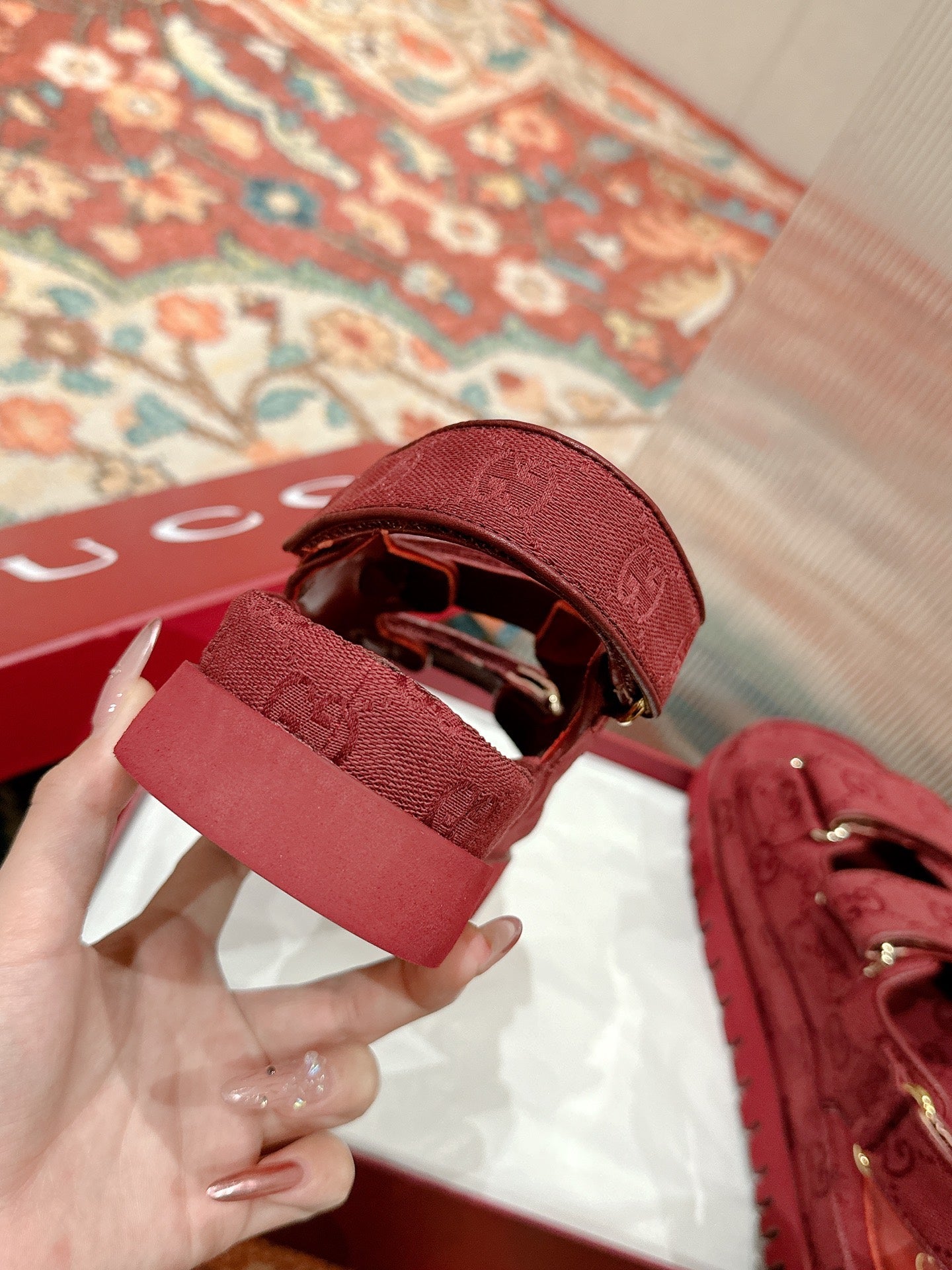 GG 26s Double G Sandals Red Canvas 929384
