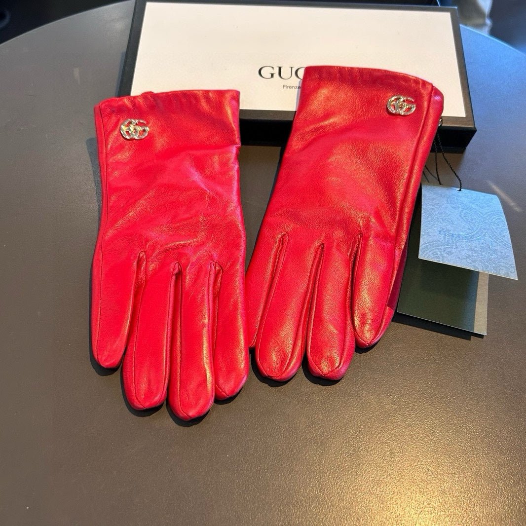 TOUCHSCREEN GLOVES IN RED LAMBSKIN AND SHEARLING LINING 463862
