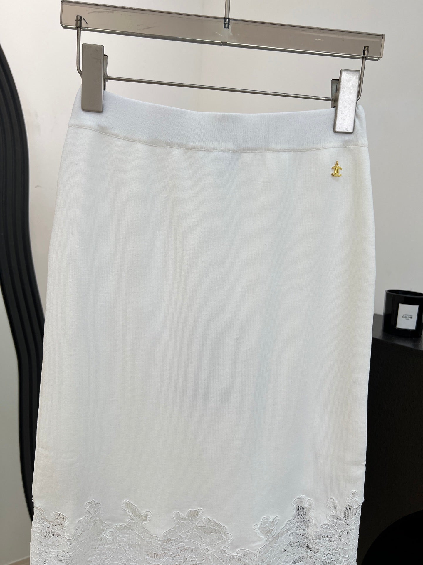 Chanel 26s Lace Hem Midi Skirt 1314