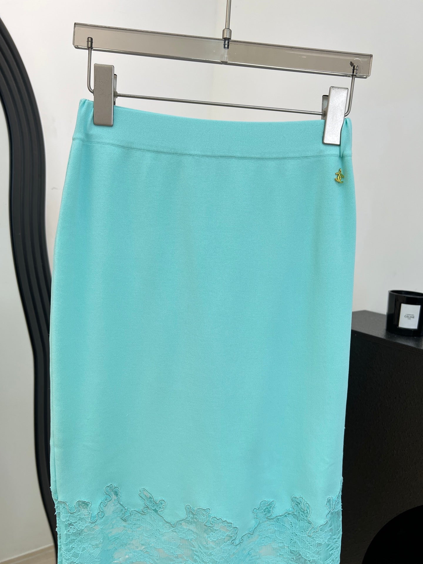 Chanel 26s Lace Hem Midi Skirt 1313
