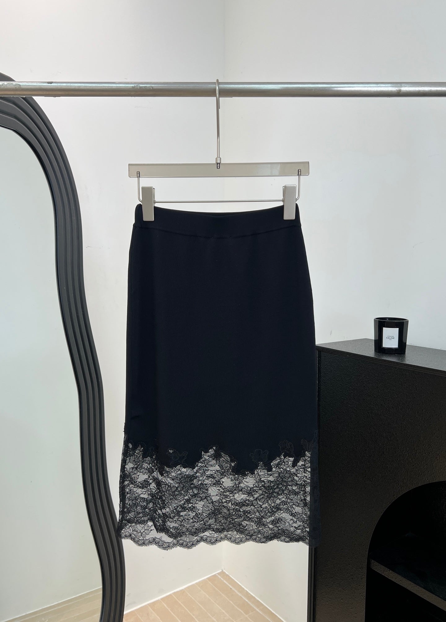 Chanel 26s Lace Hem Midi Skirt 1312