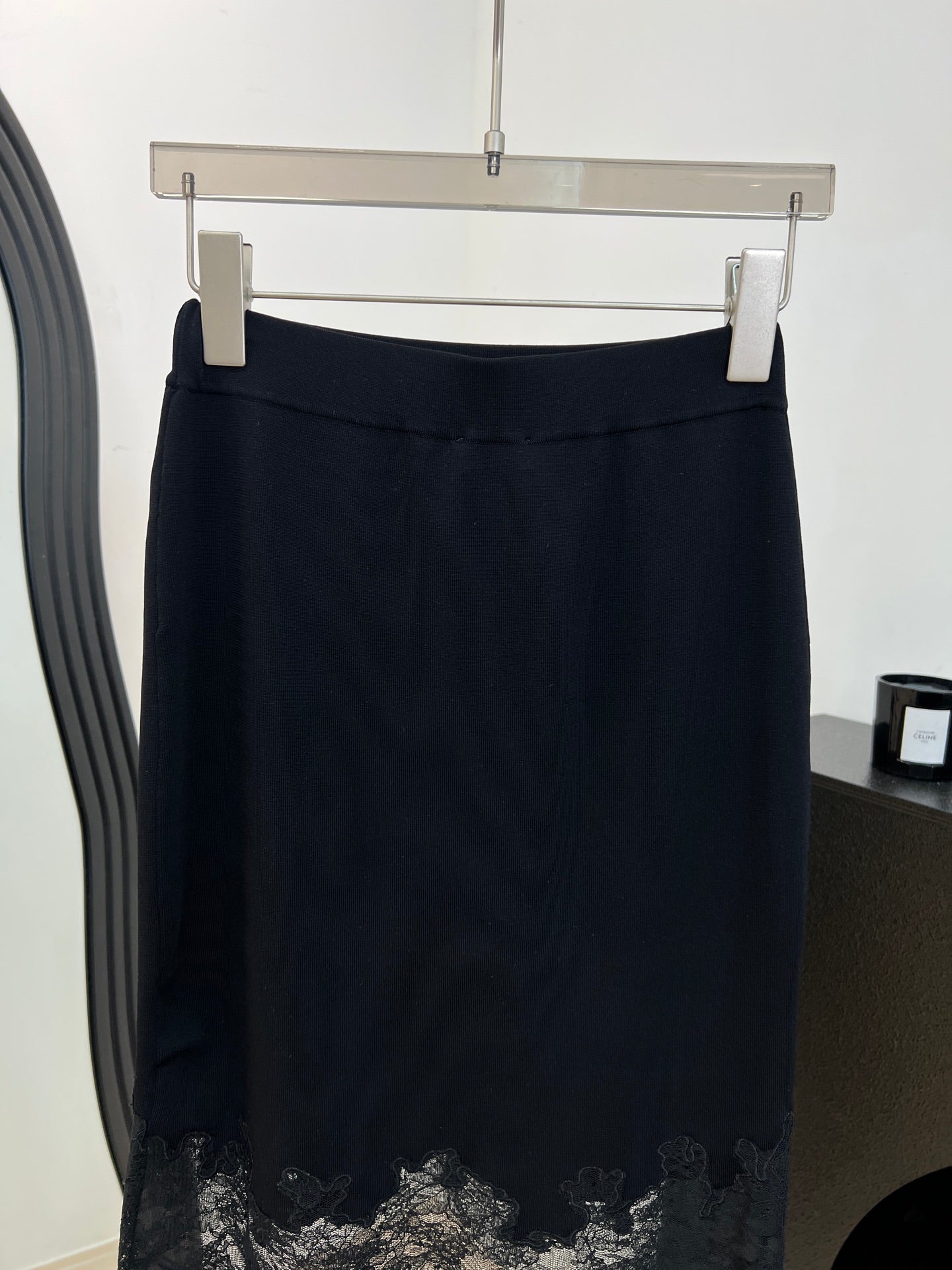 Chanel 26s Lace Hem Midi Skirt 1312