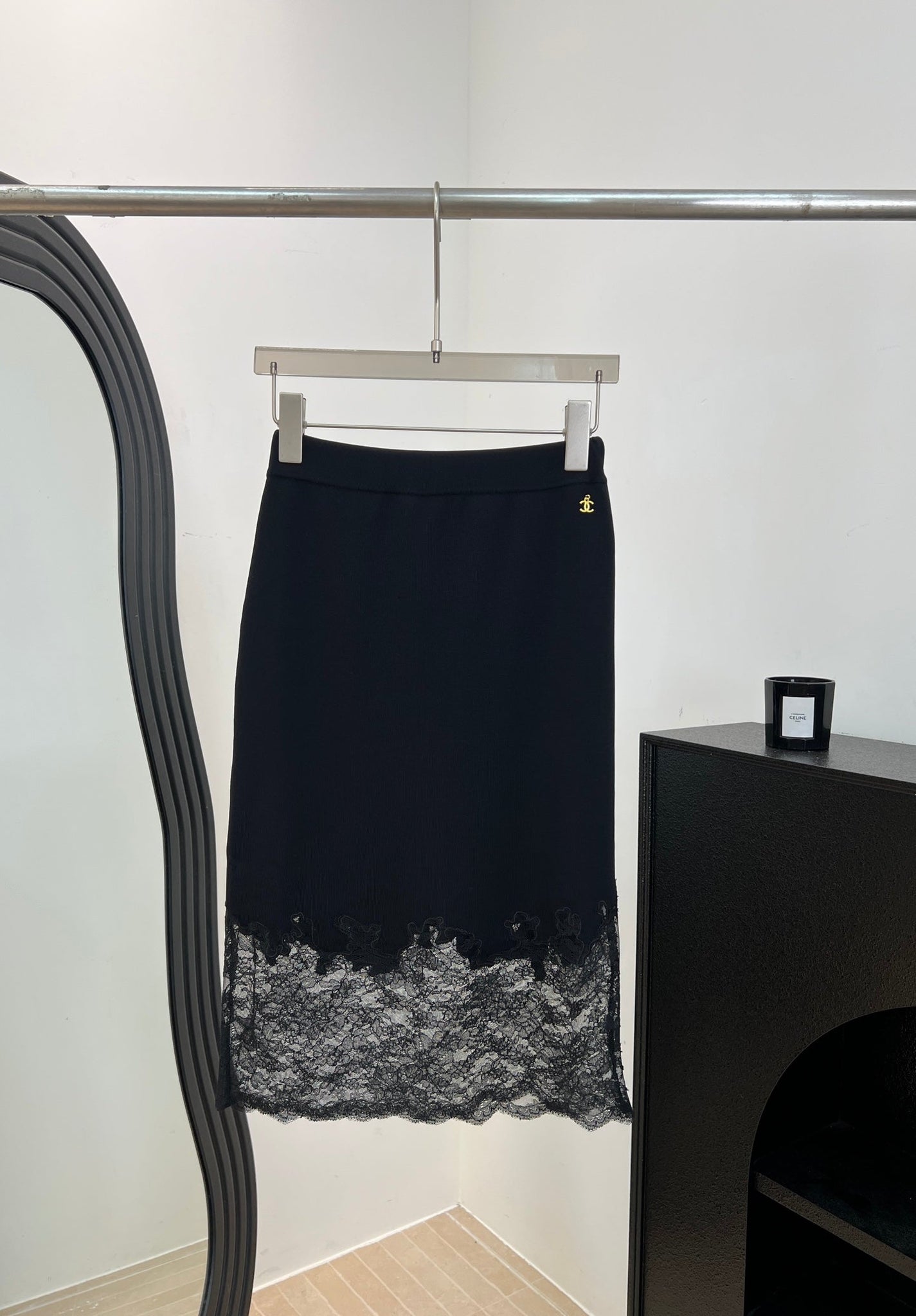 Chanel 26s Lace Hem Midi Skirt 1312