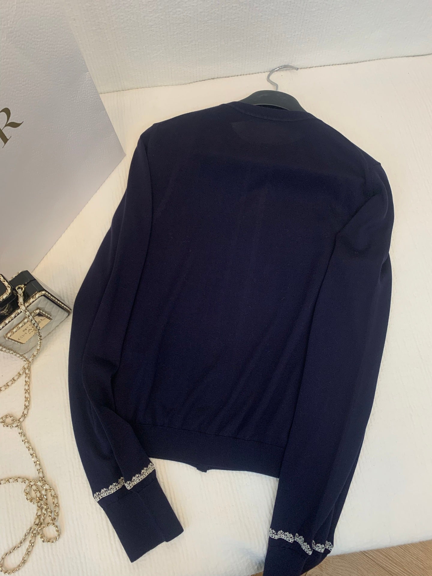 CD 26s Cardigan Navy Blue Silk Knit 371683