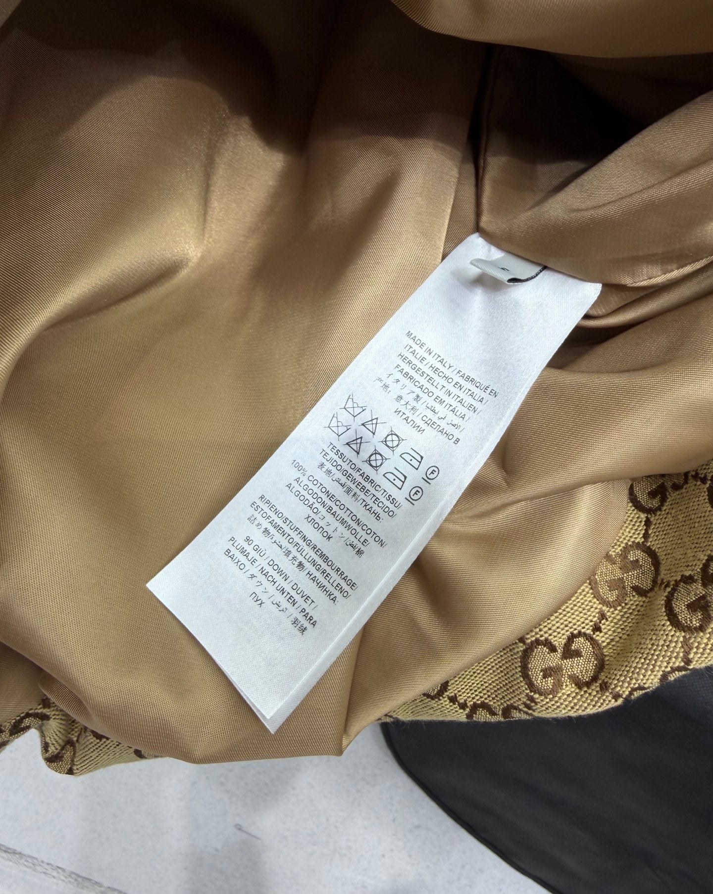 GG Puffer Jacket Beige Brown Fabric 343385