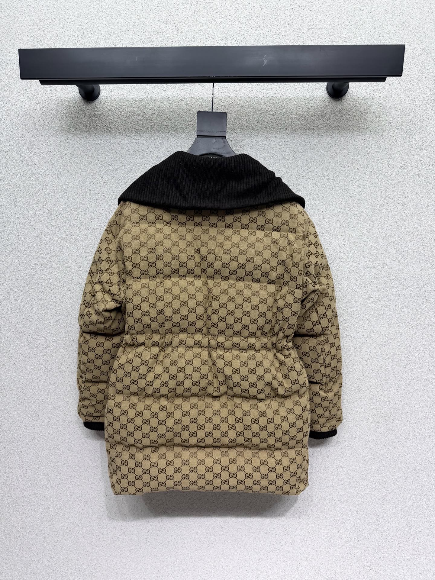 GG Puffer Jacket Beige Brown Fabric 343385