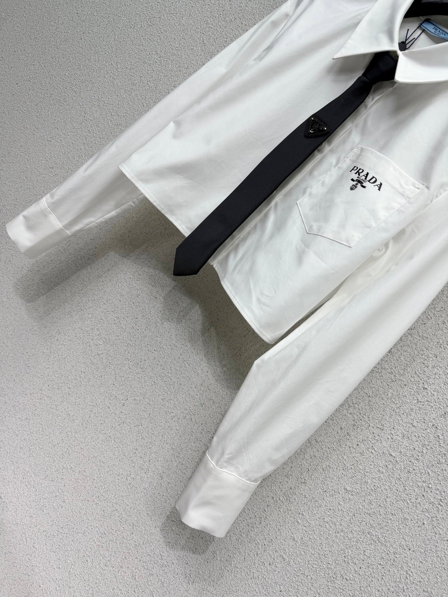 Prada Short Shirt with Tie White Cotton 398346