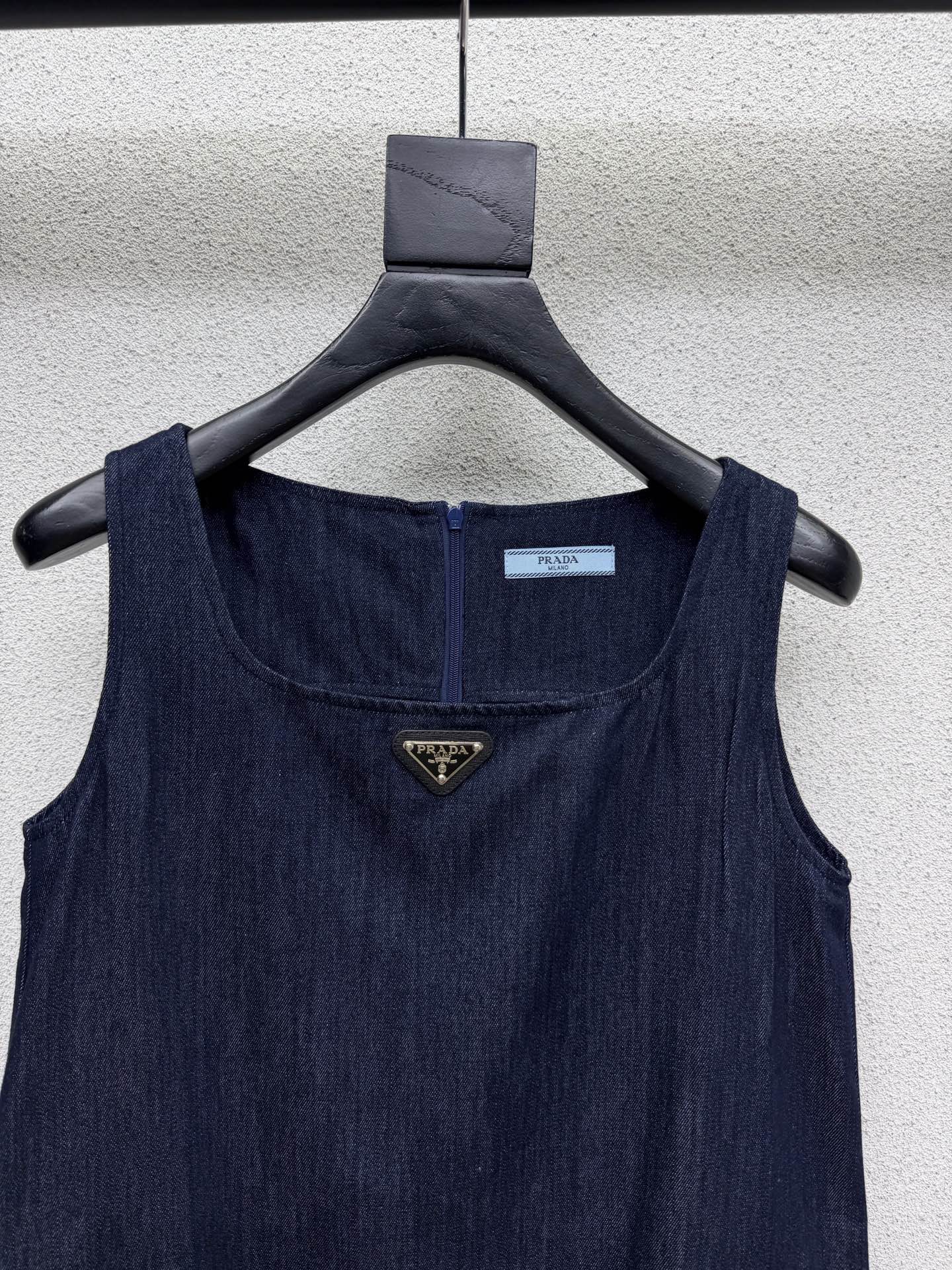 Prada 26s Triangle Logo Denim Dress 393928