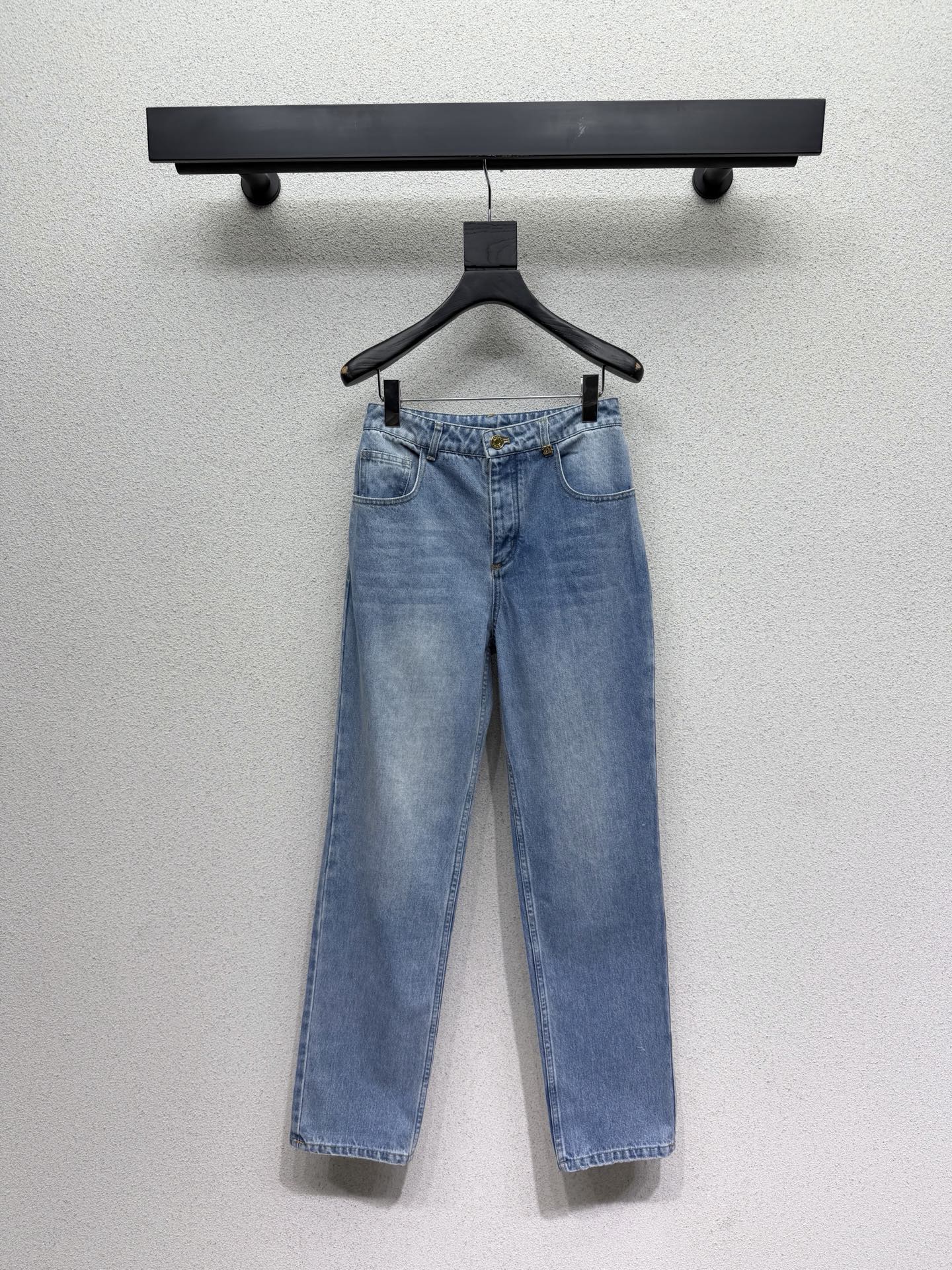 CC 26s Metal Buckle Pockets Jeans Washed Blue Denim 393612