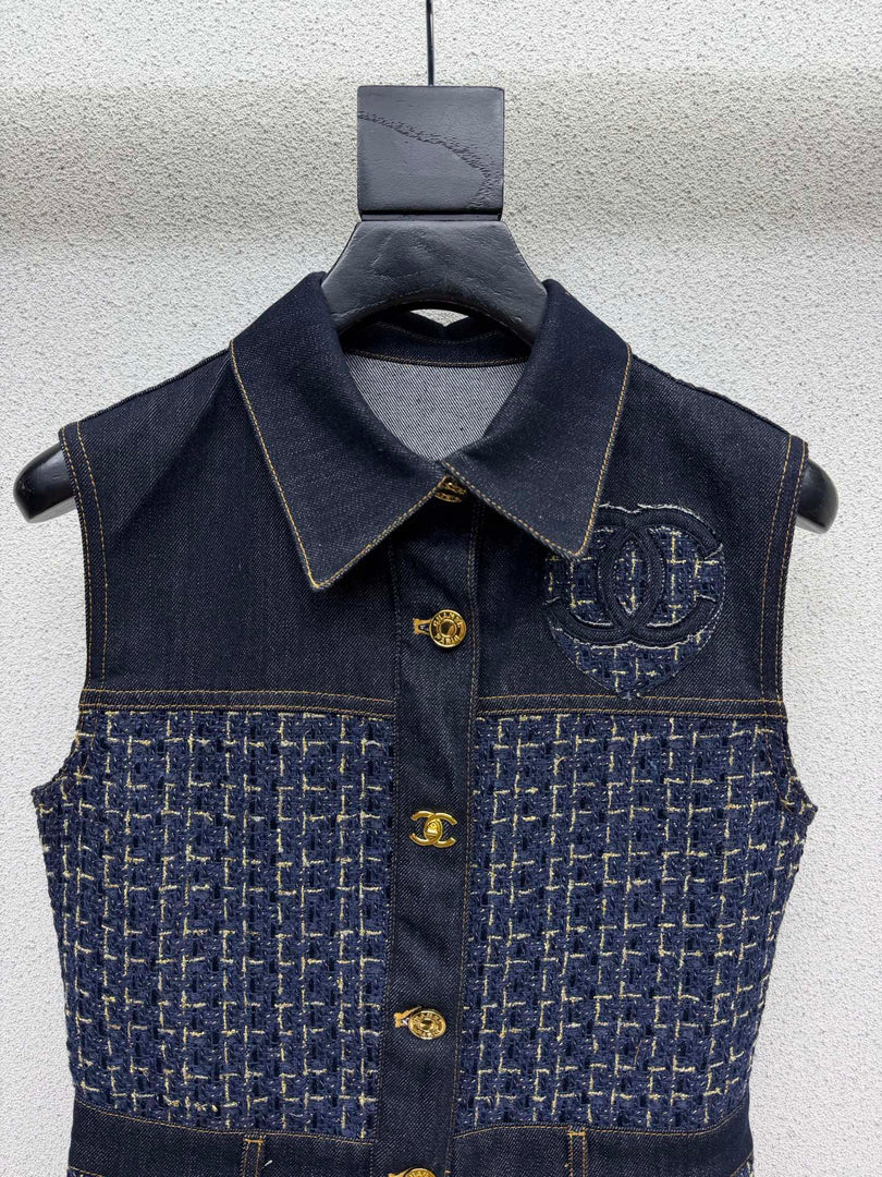 Chanel 2026 Denim Dress Navy Blue Cotton 398280