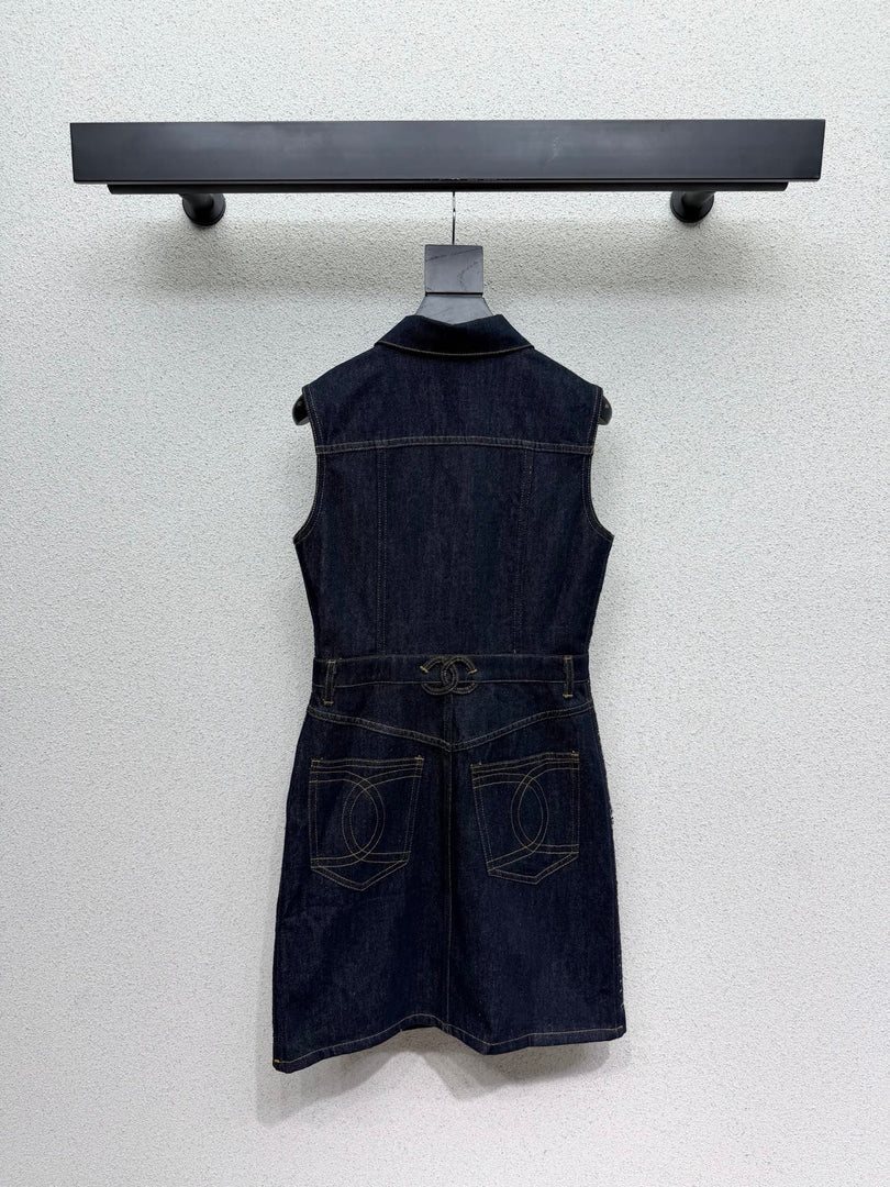 Chanel 2026 Denim Dress Navy Blue Cotton 398280