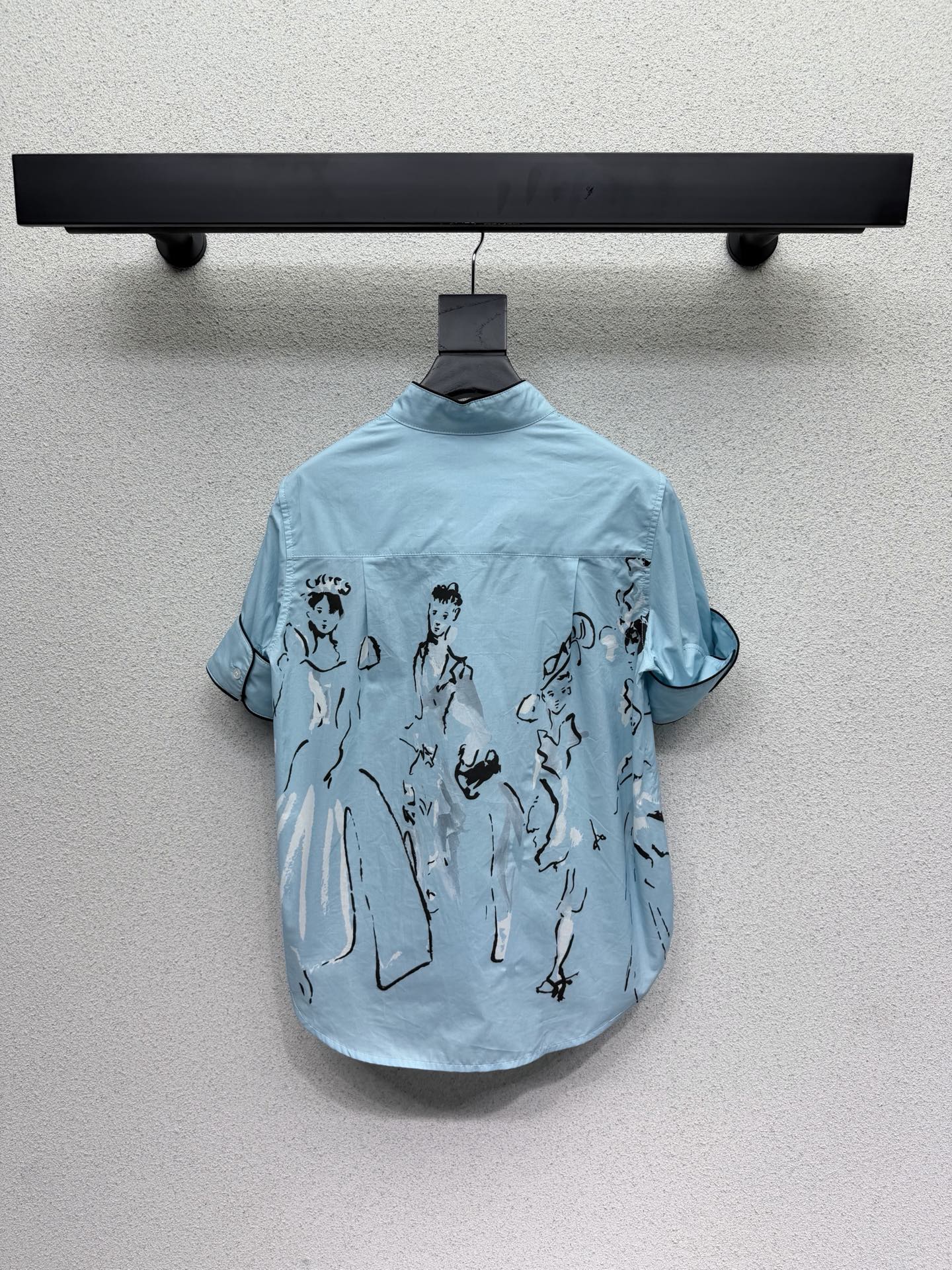CD 26s Dioriviera Short-Sleeved Blouse White Blue Cotton 398316