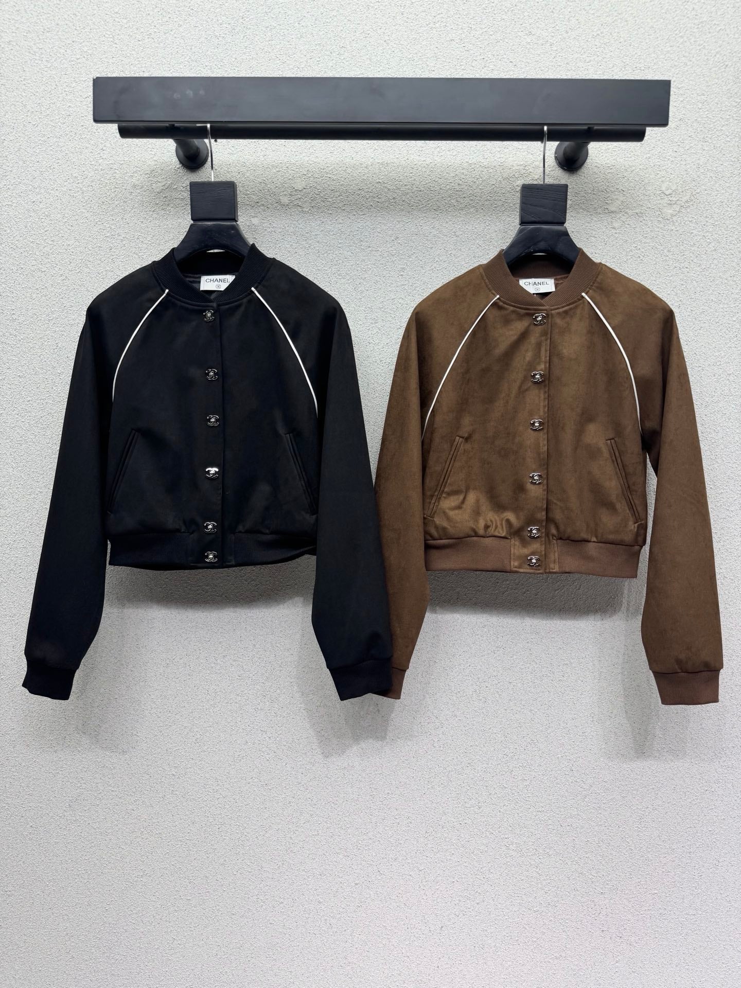 Chanel Piping Bomber Jacket Suede 426871