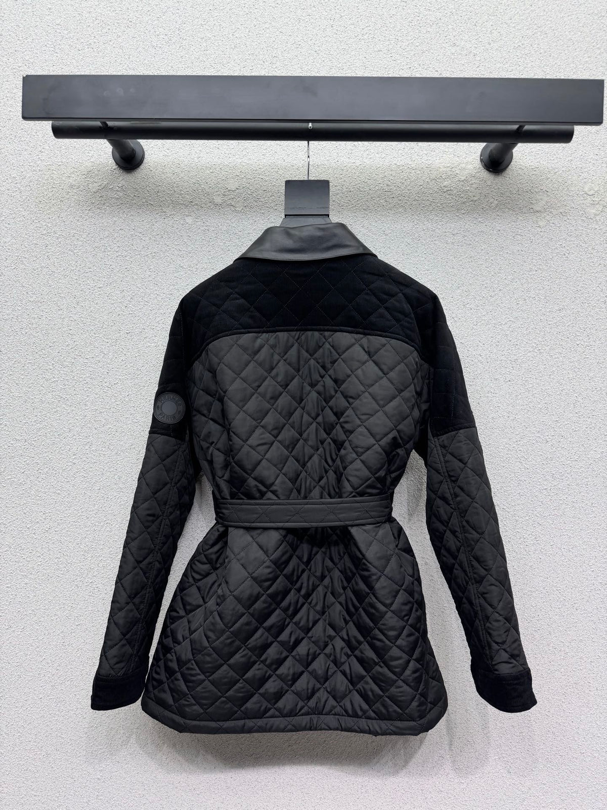 HM 26s Leather Collar Quilted Jacket Black Cotton 426798
