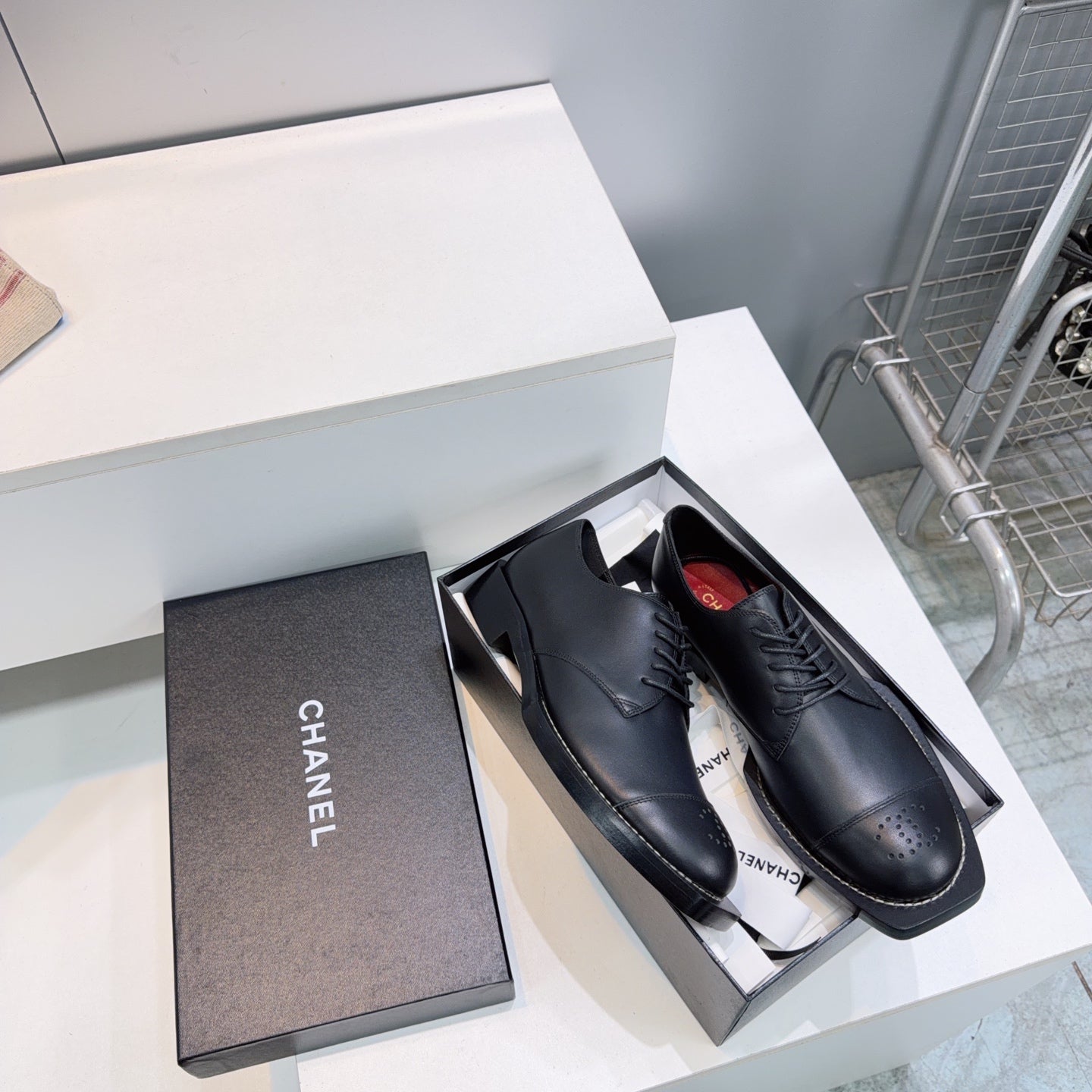 CC Lace-Up Shoes Black Calfskin 842727