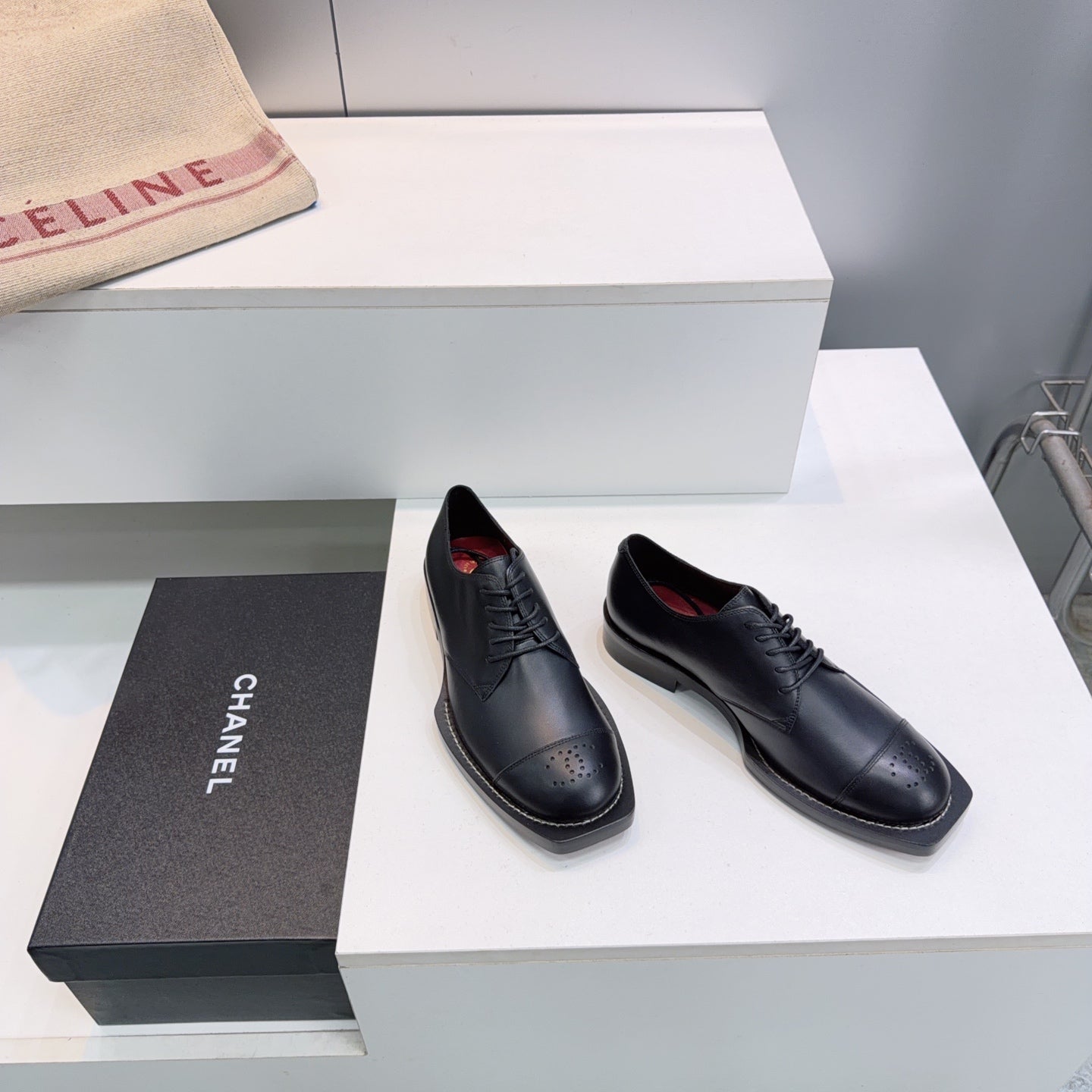 CC Lace-Up Shoes Black Calfskin 842727