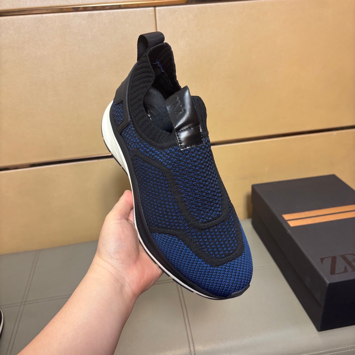Zegna Men’s Techmerino Slip-On Sneakers Dark Blue Fabric 178558