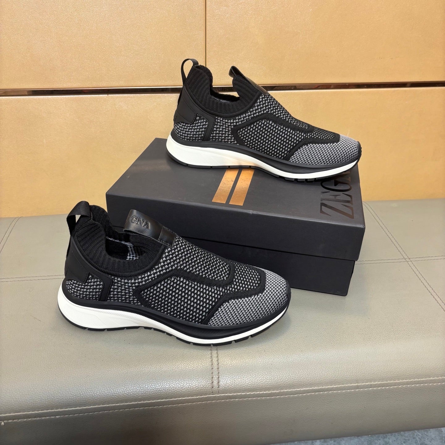 Zegna Men’s Techmerino Slip-On Sneakers Black Fabric 178559