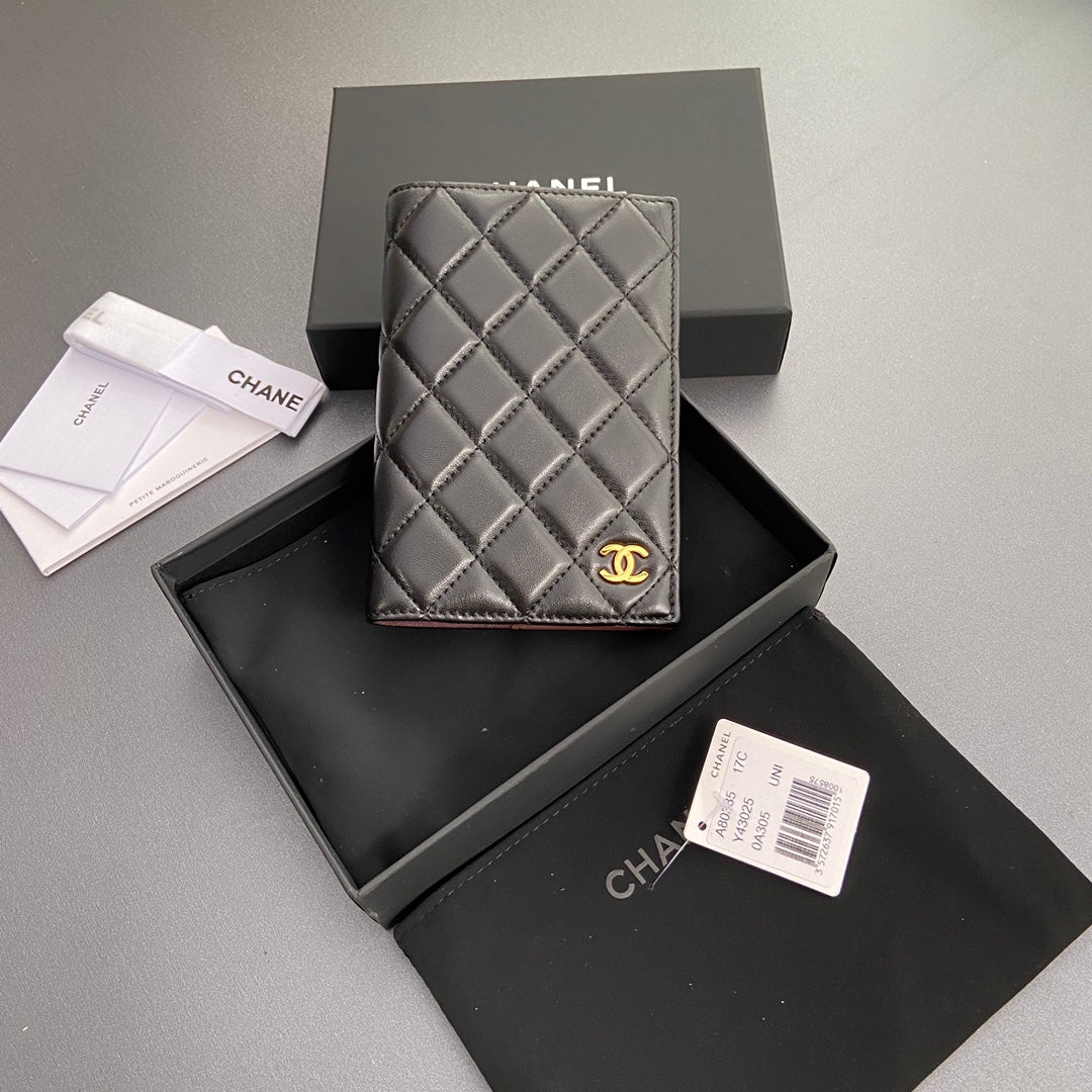 CC Passport Holder Black Sheepskin GHW  193338