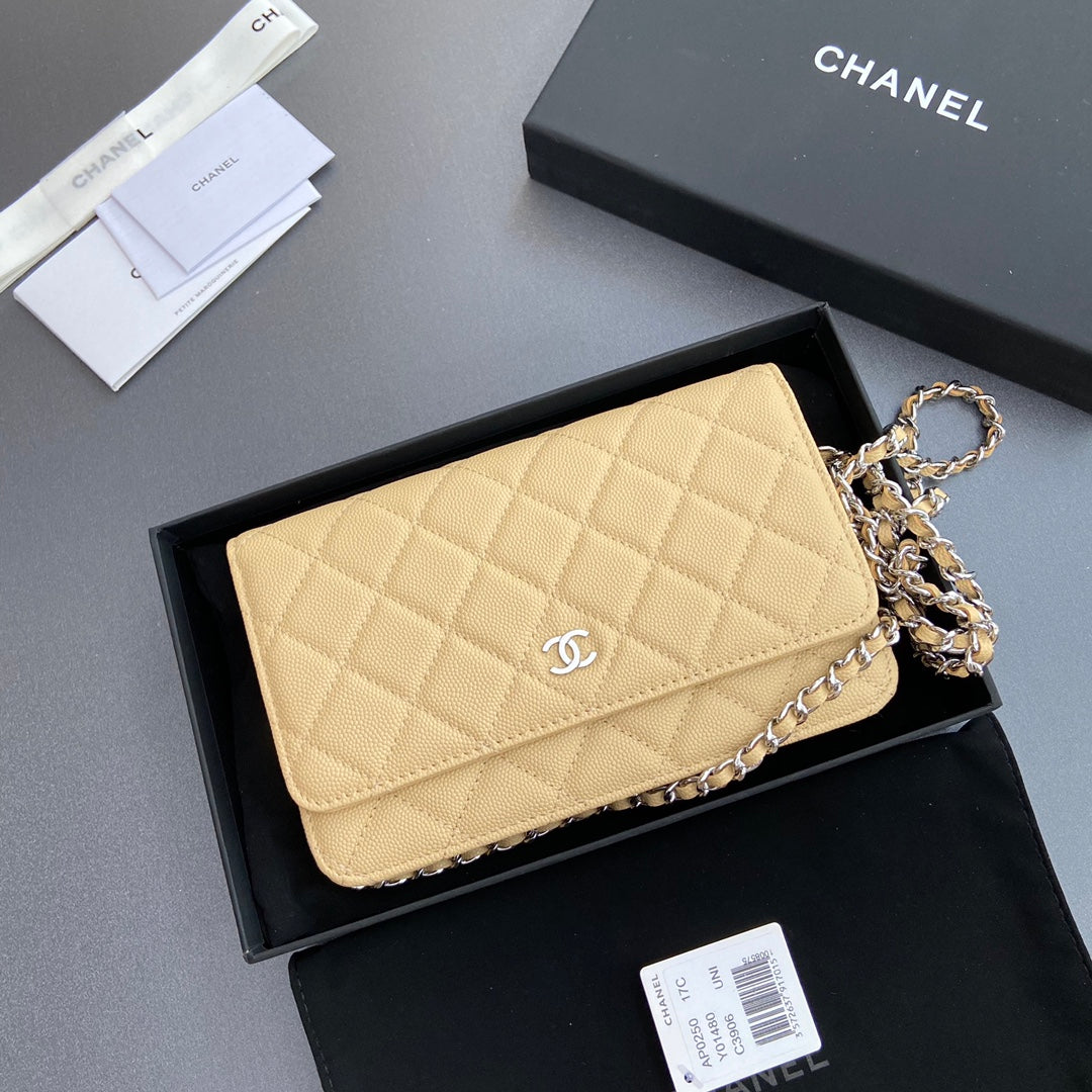 CC Woc 20cm Lime Grained Calfskin Silver Hardware