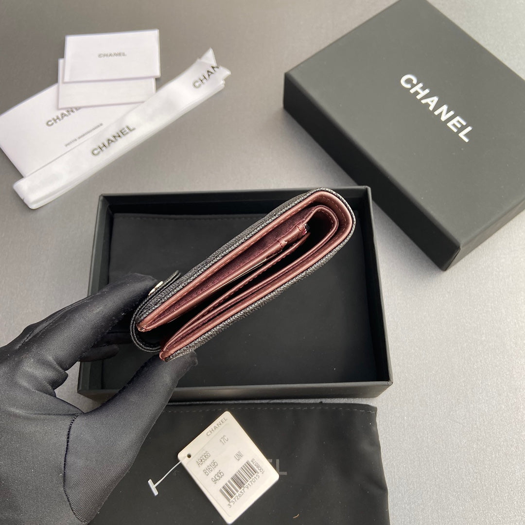 CC 96066 Compact Wallet Black Caviar Sliver Steel 234611