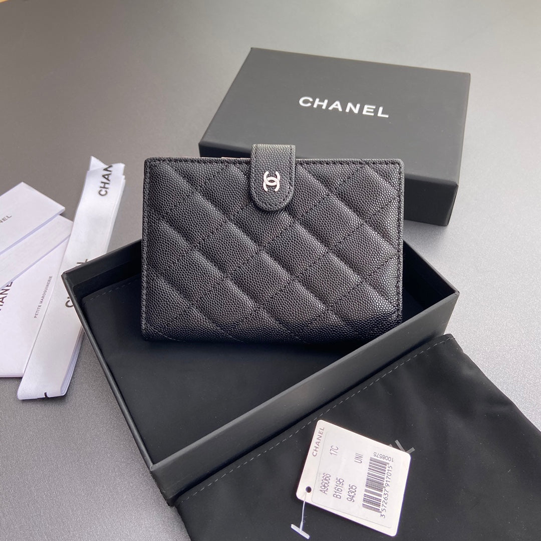 CC 96066 Compact Wallet Black Caviar Sliver Steel 234611