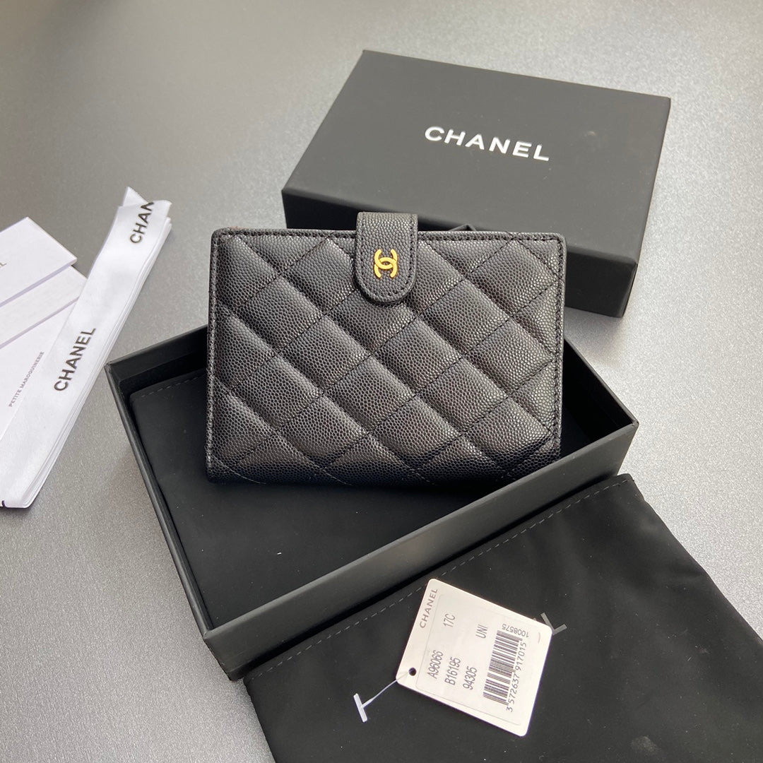CC 96066 Compact Wallet Black Caviar GHW 234613